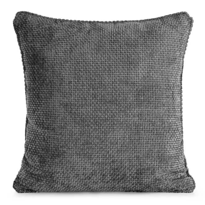 Poszewka na poduszkę 45x45 cm szenilowa z ozdobnym splotem stalowa SZENIL 6