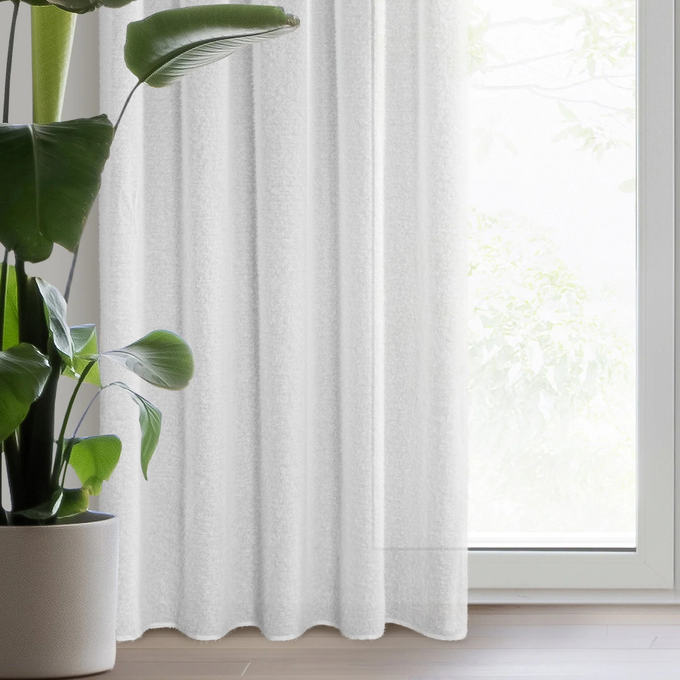 Zasłona biała z moherowej tkaniny 140x250 cm przelotka - AGIS | eurofirany