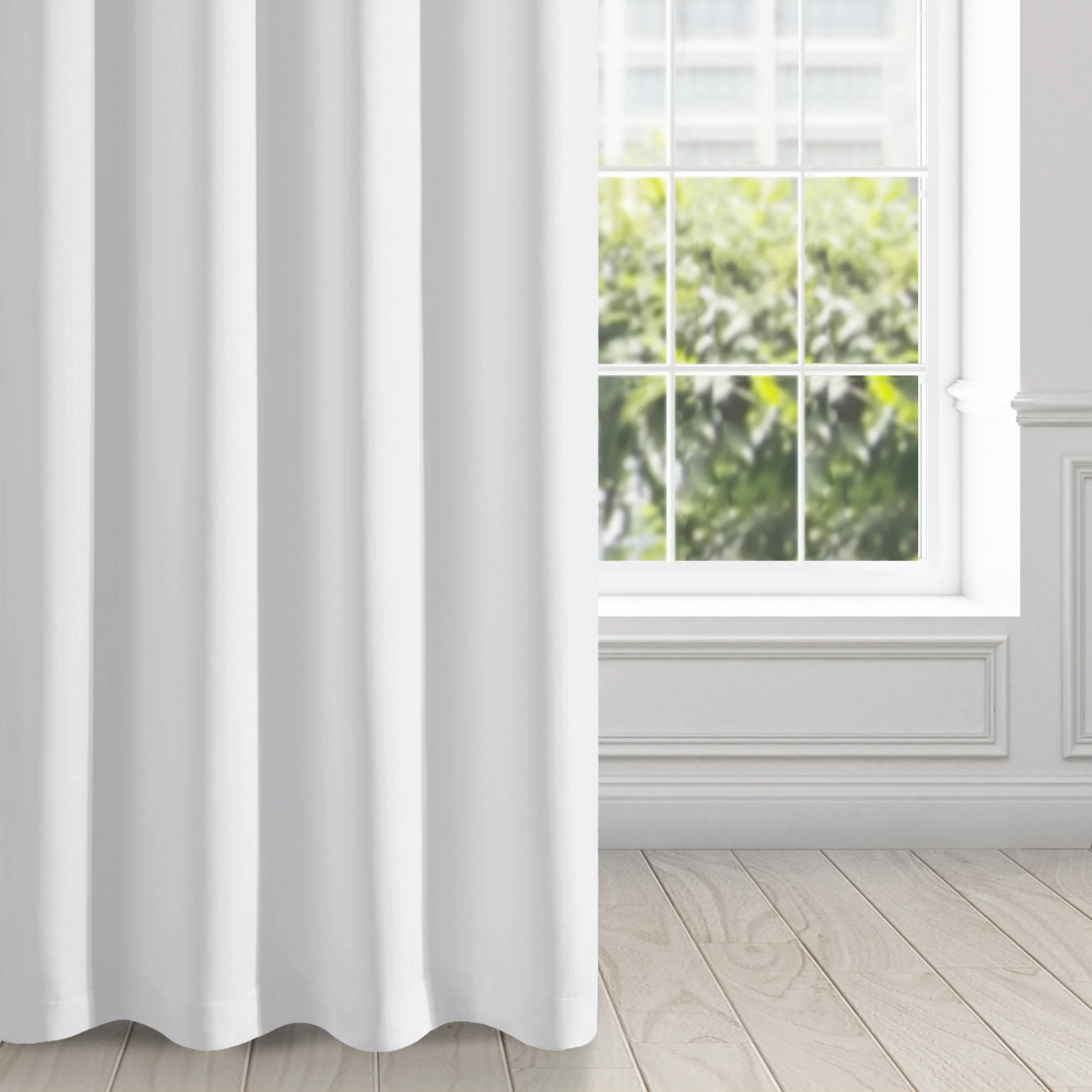 Zasłona biała z gładkiej matowej tkaniny zaciemniającej 135x250 cm przelotka - BLACKOUT | eurofirany