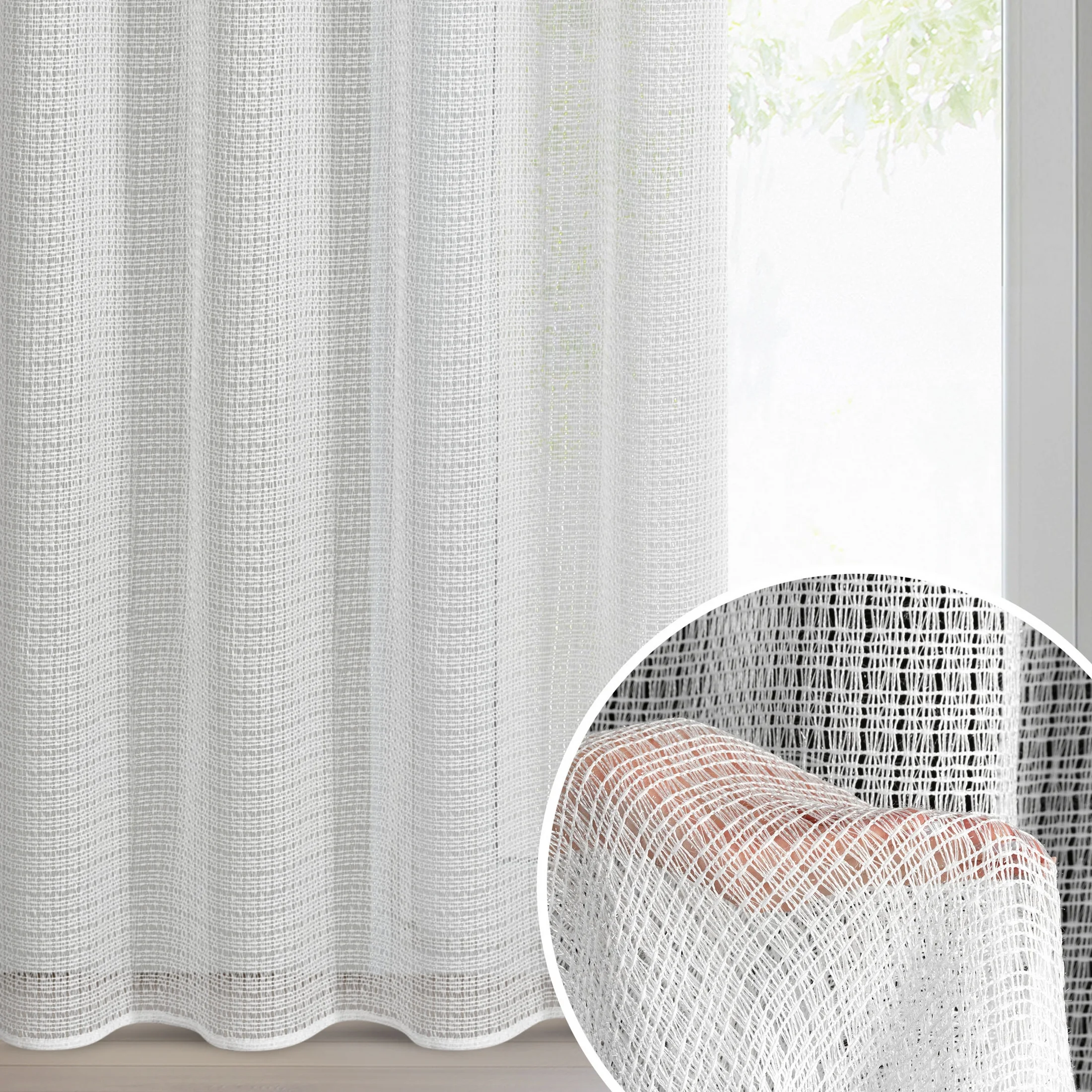 Firana biała z siateczki 140x250 cm przelotki - ELIRA | eurofirany
