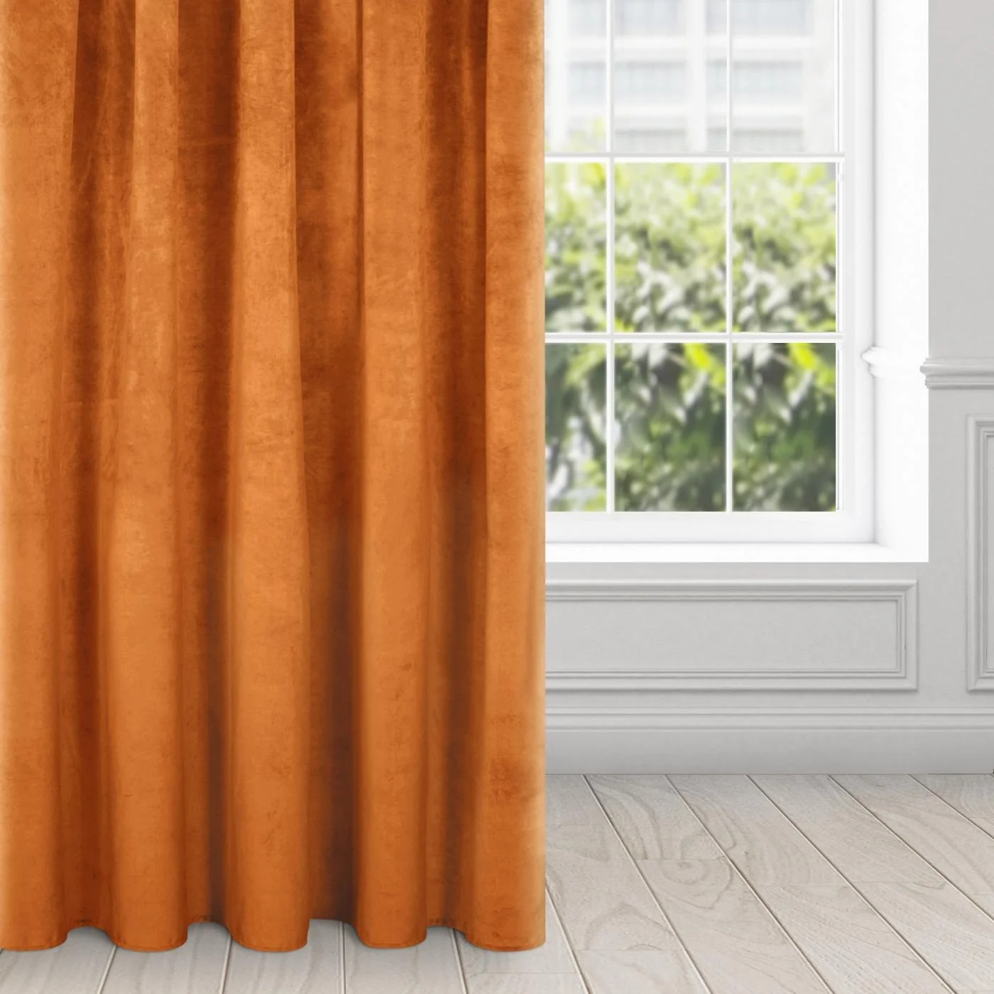 Zasłona ruda z ekskluzywnego aksamitnego welwetu 290 g/m2 140x270 cm taśma - VILLA | eurofirany