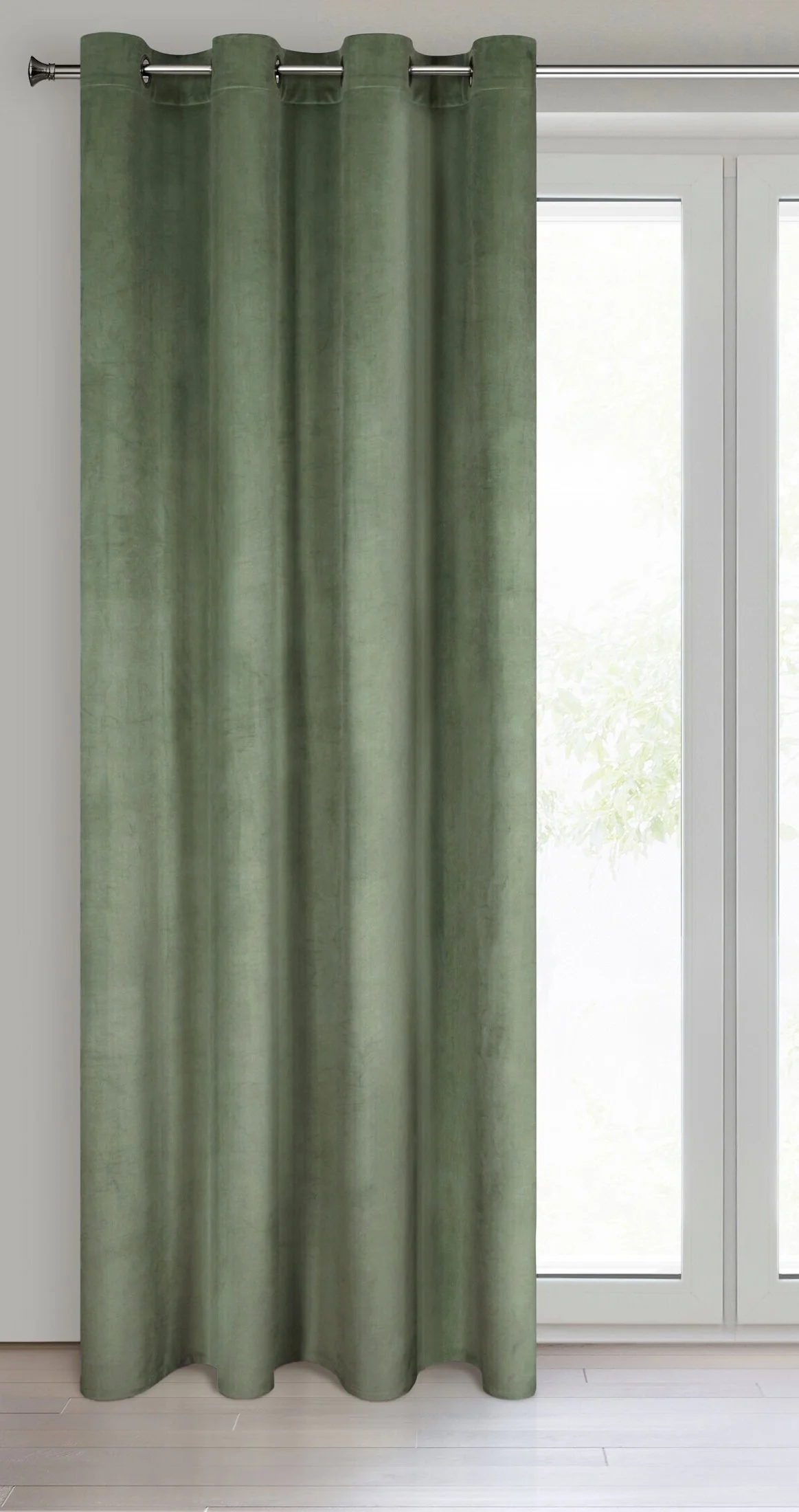 Zasłona oliwkowa z matowego welwetu 140x250 cm przelotka - MELANIE