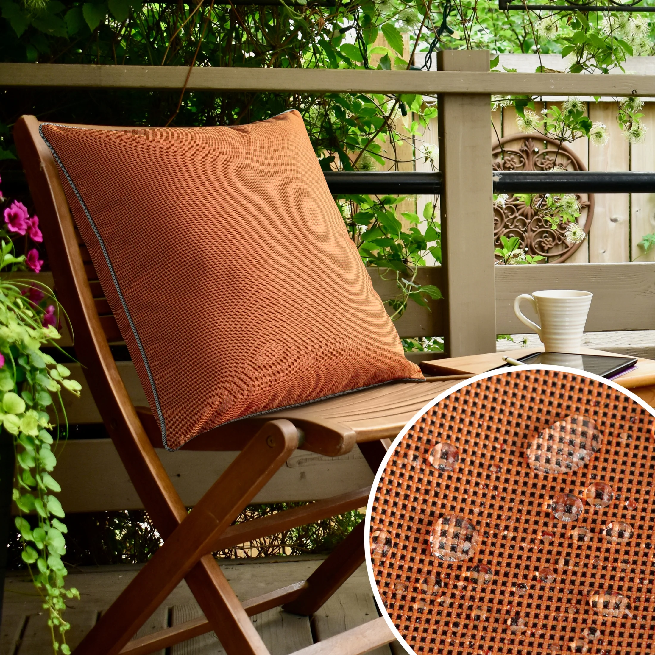 Poszewka na poduszkę 45x45 cm z gładkiej tkaniny wodoodpornej pomarańczowa idealna do ogrodu i na taras GARDEN 4 | 