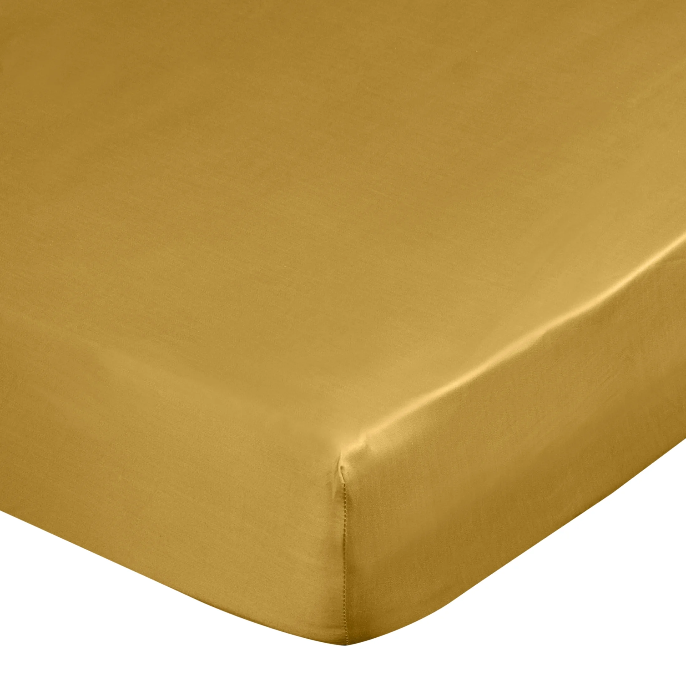 Prześcieradło z gumką 100x200 cm z satyny bawełnianej kolor musztardowy 125 g/m2 DINA Diva Line | eurofirany