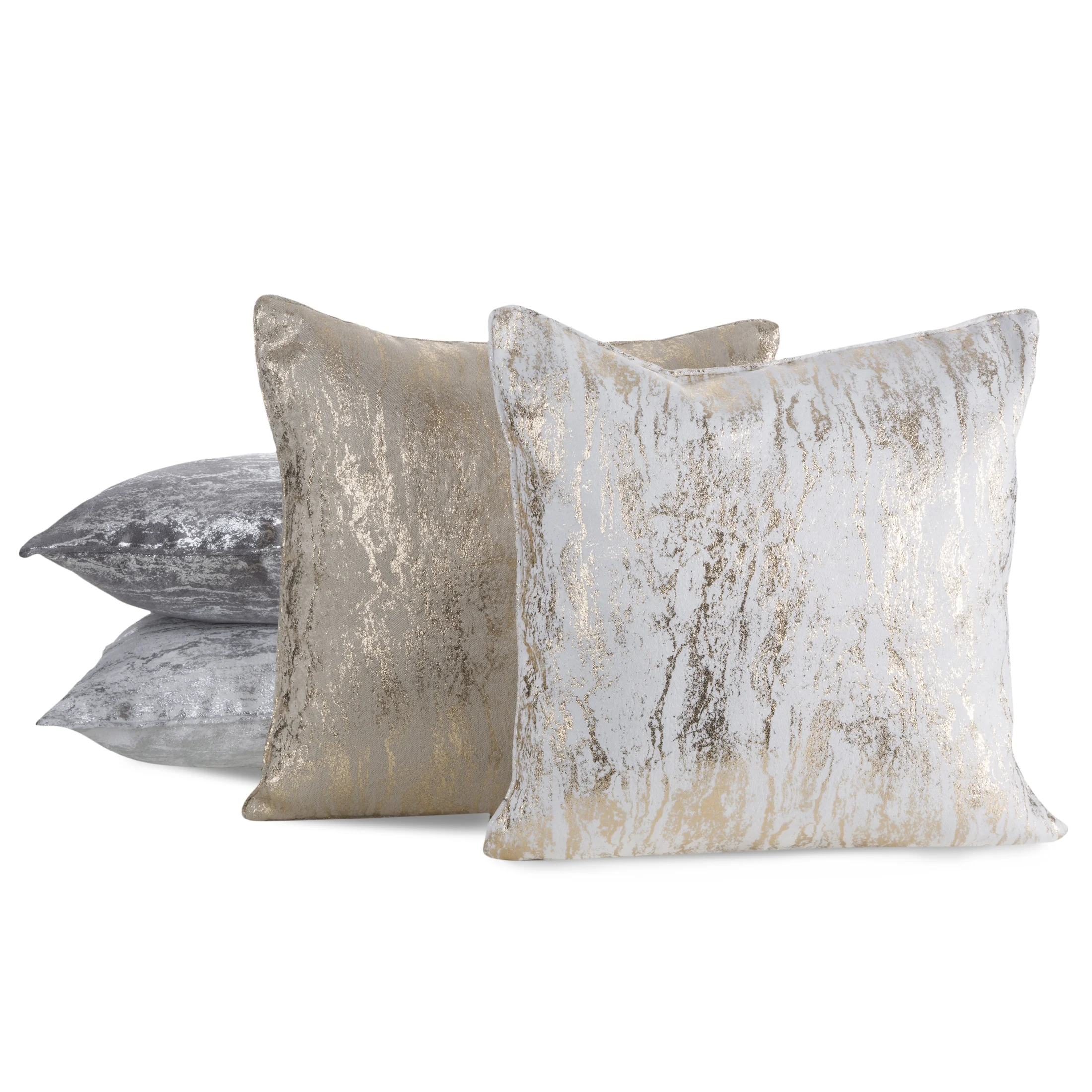 Poszewka na poduszkę 45x45 cm czarno, srebrna z przecieranym błyszczącym nadrukiem ELISE