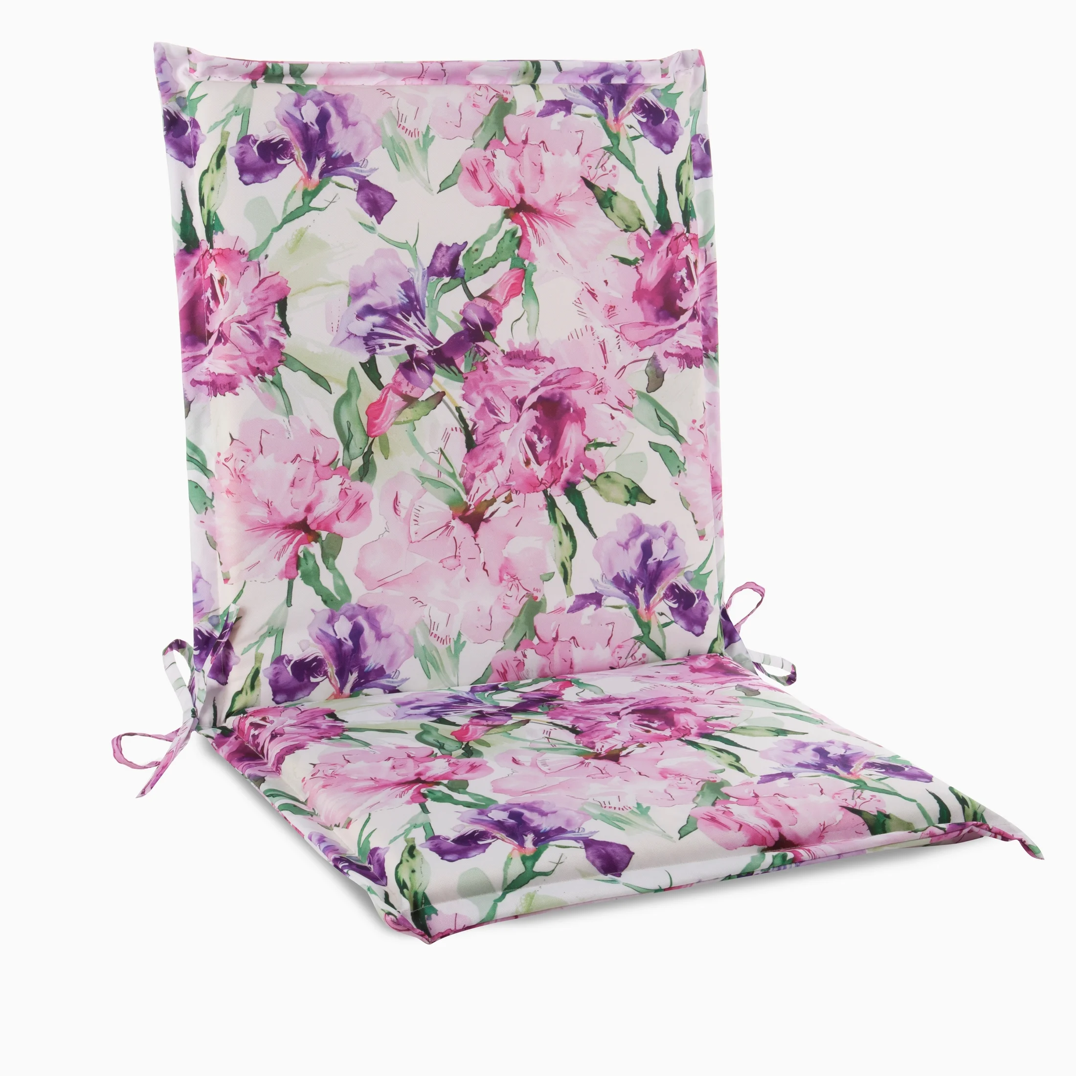 Poduszka na krzesło 45 x 90 x 3 cm wodoodporna różowo, fioletowa zdobione roślinnym wzorem GARDEN