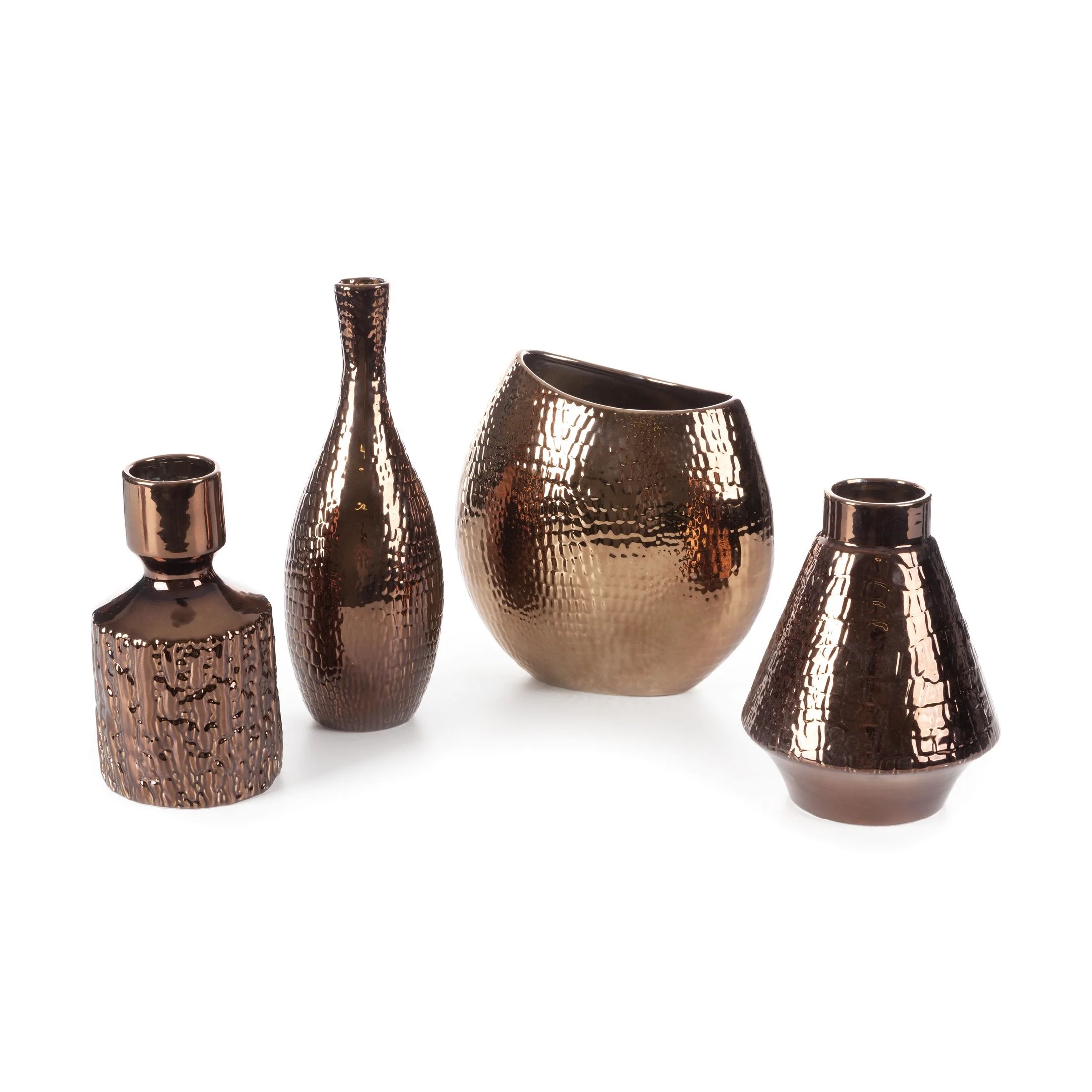 Wazon z dolomitu miedziany dekoracyjny średnica 17x22 cm ERNA