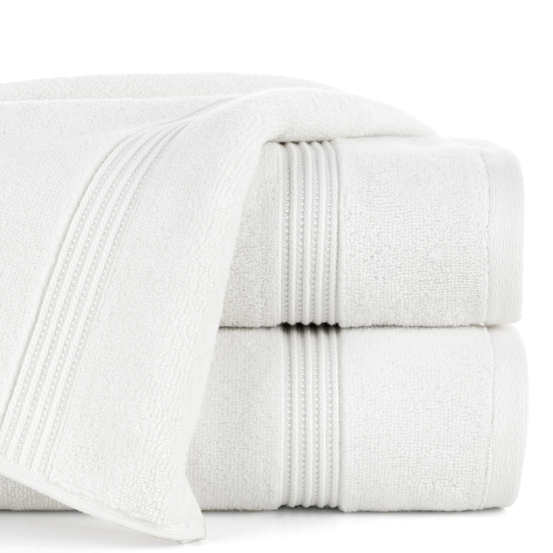 Ręcznik kąpielowy 50x90 cm bawełniany kolor biały 0 twist zdobiony paseczkami 550 g/m2 MOLLY