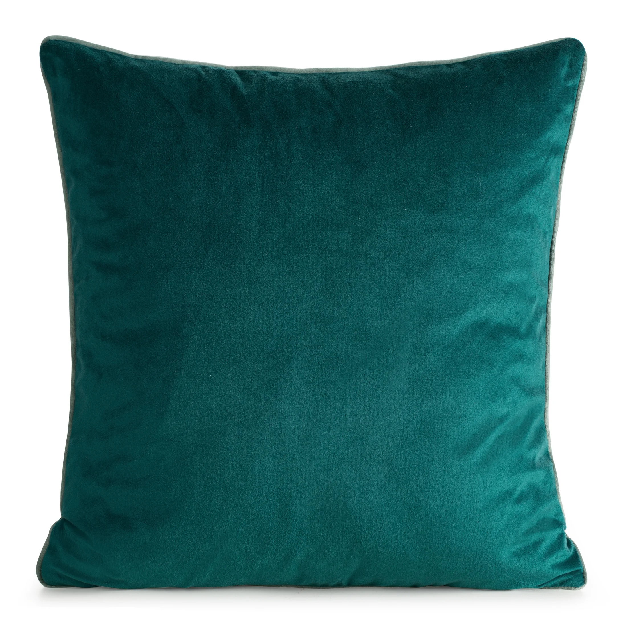 Poszewka na poduszkę 45x45 cm welwetowa kolor ciemnoturkusowy o delikatnym połysku z ozdobną lamówką GAJA 2 | eurofirany