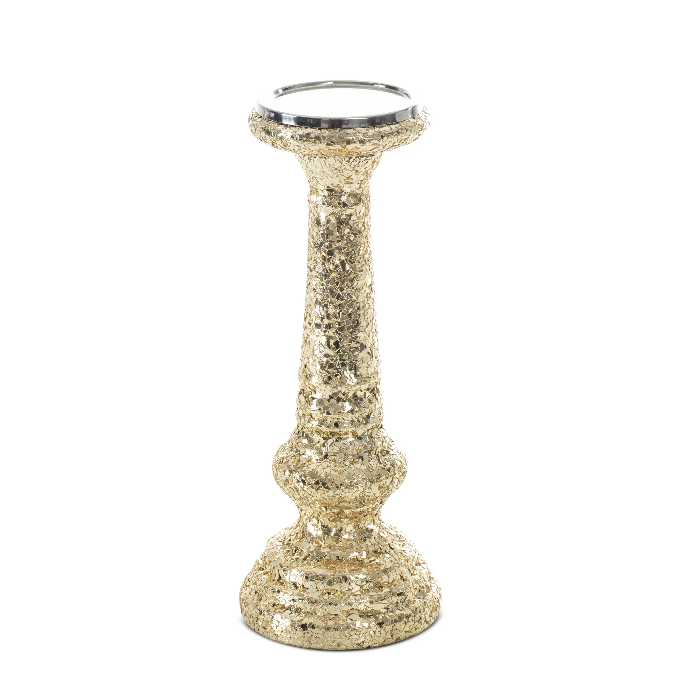 Świecznik dekoracyjny MELIA ze szkła artystycznego z efektem popękanego szła | eurofirany