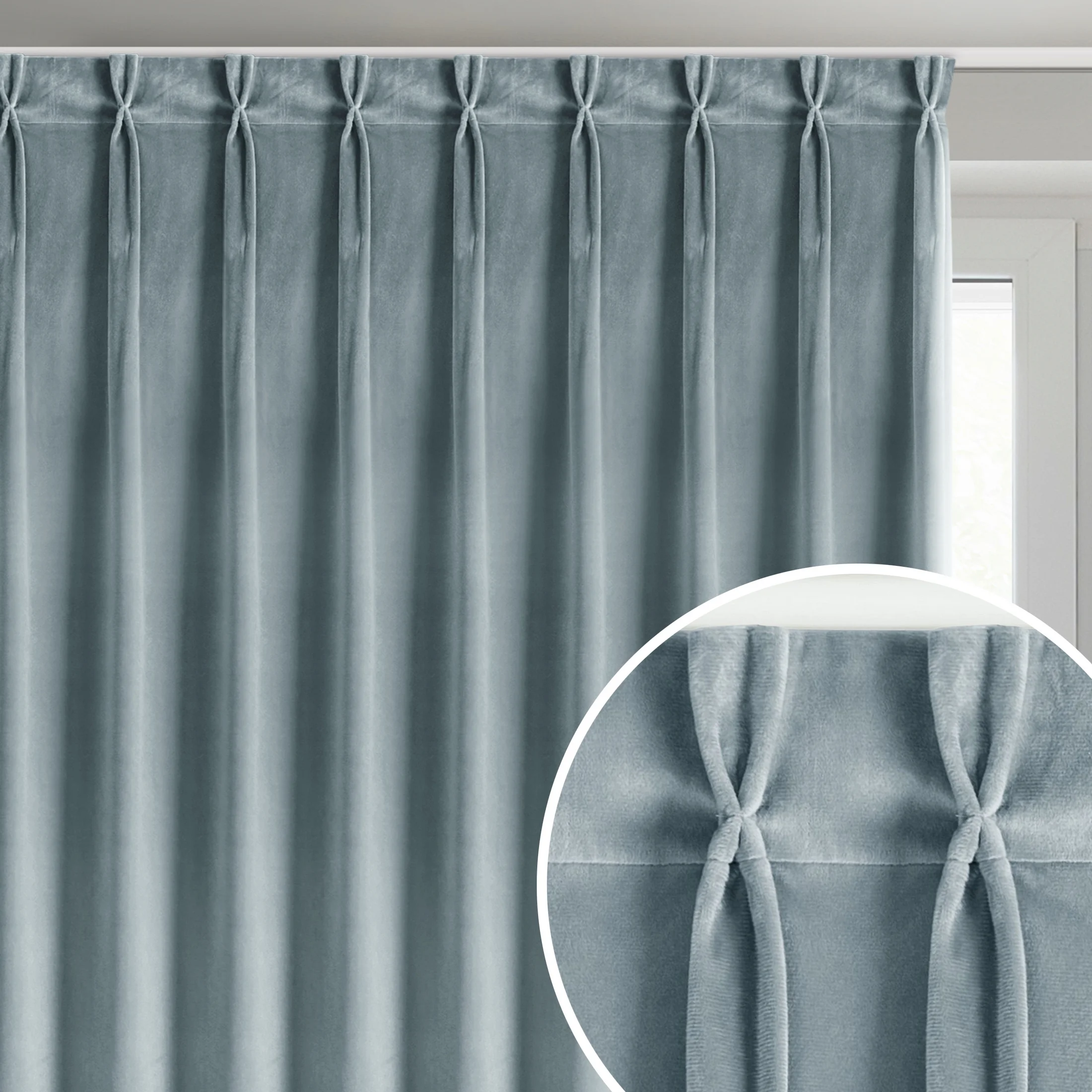 Zasłona srebrna z welwetowej tkaniny 125x270 cm (wymiar podany na gotowo) system flex - MELANIE | eurofirany