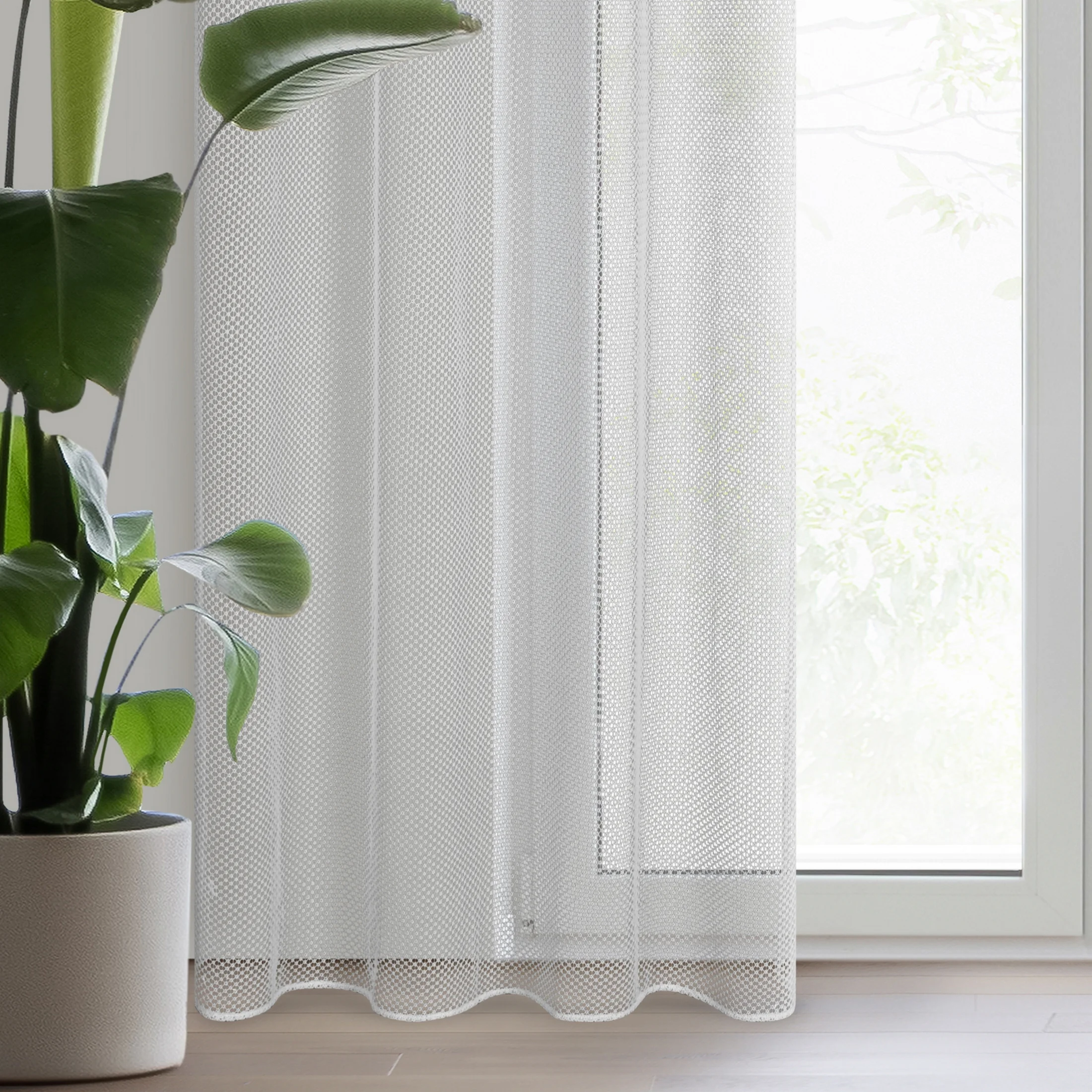 Firana biała z siateczkowej tkaniny 140x250 cm przelotka - ABI | eurofirany