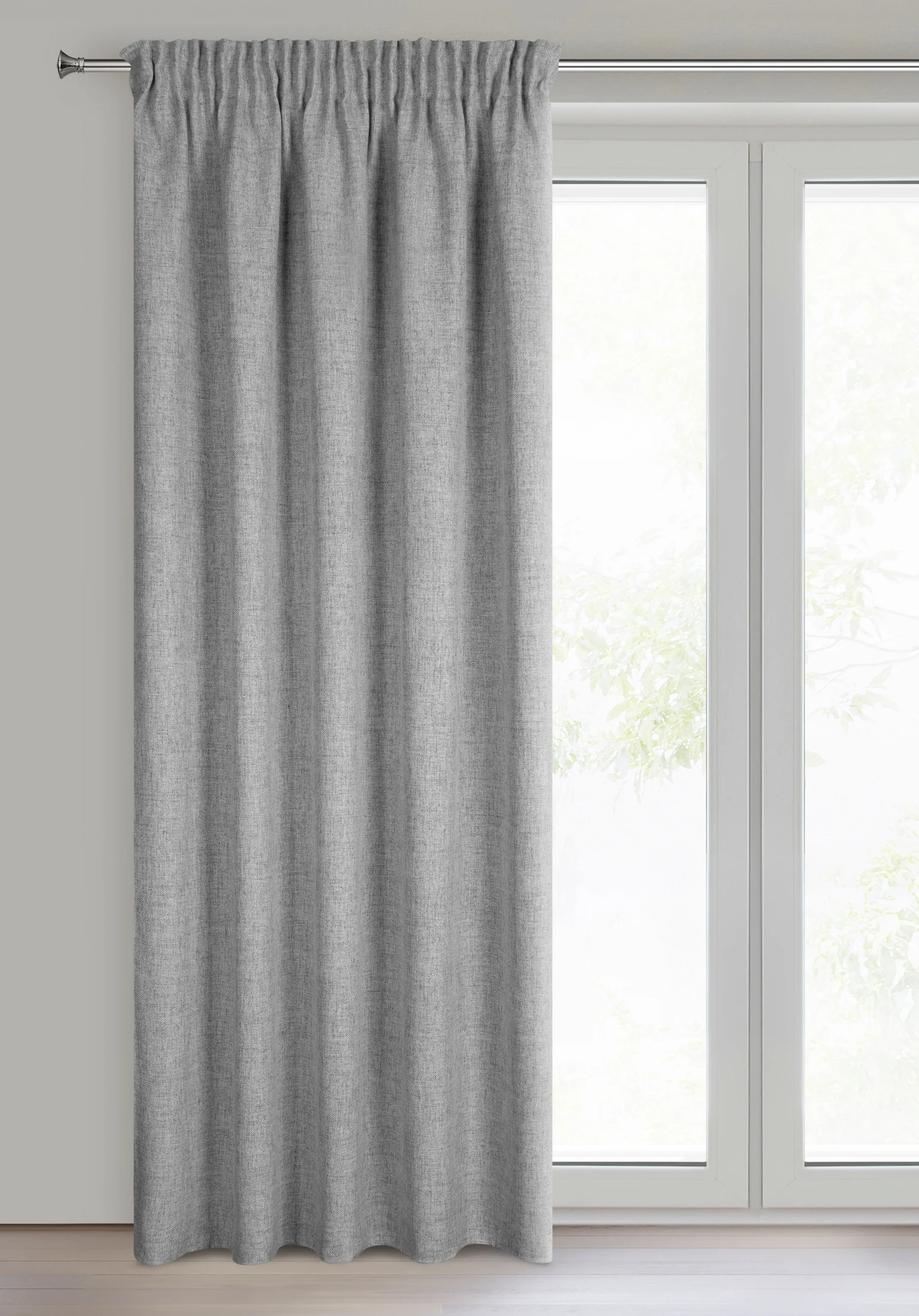 Zasłona srebrna w stylu eko 140x270 cm taśma - JULA2