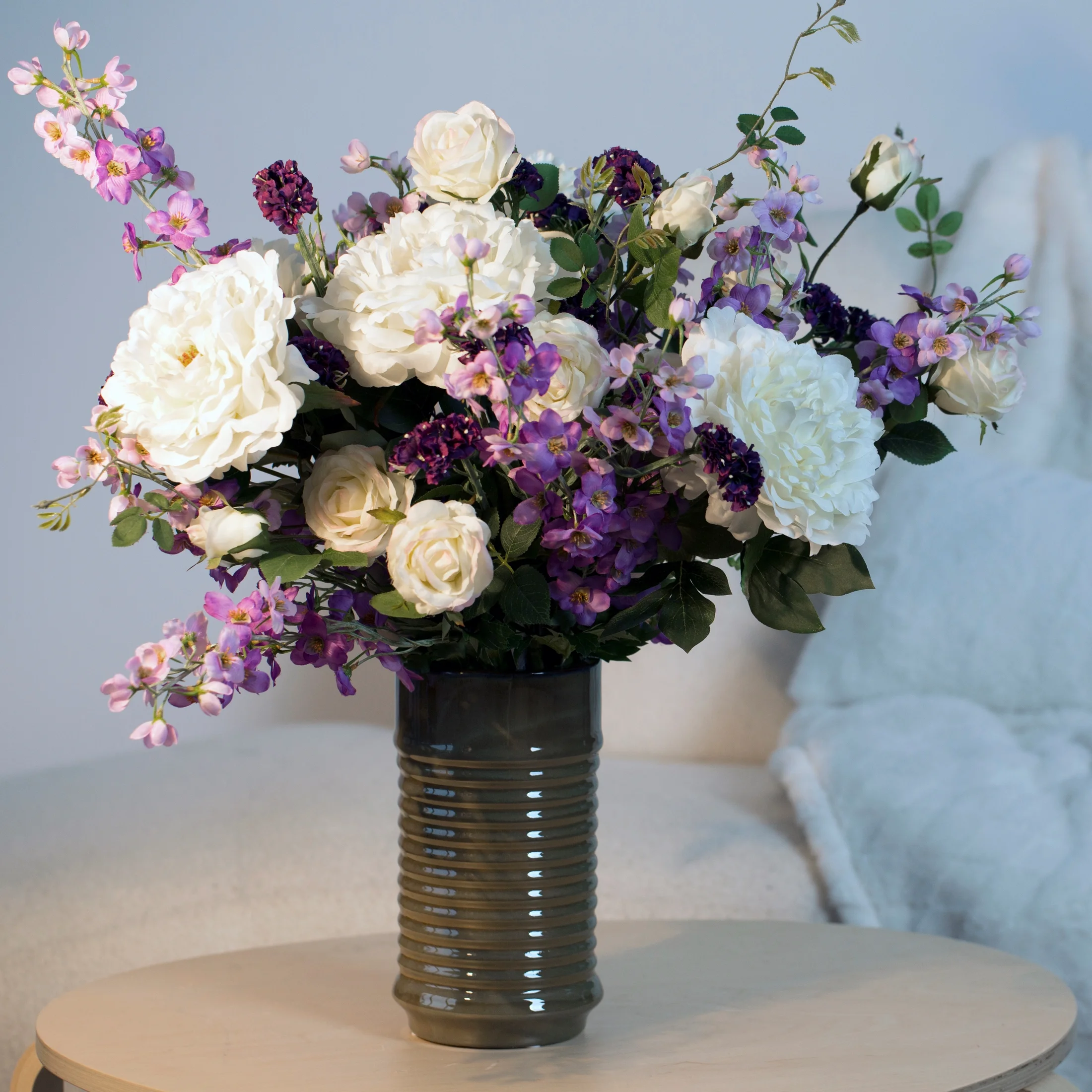 Kwiat sztuczny piwonii biały 78 cm