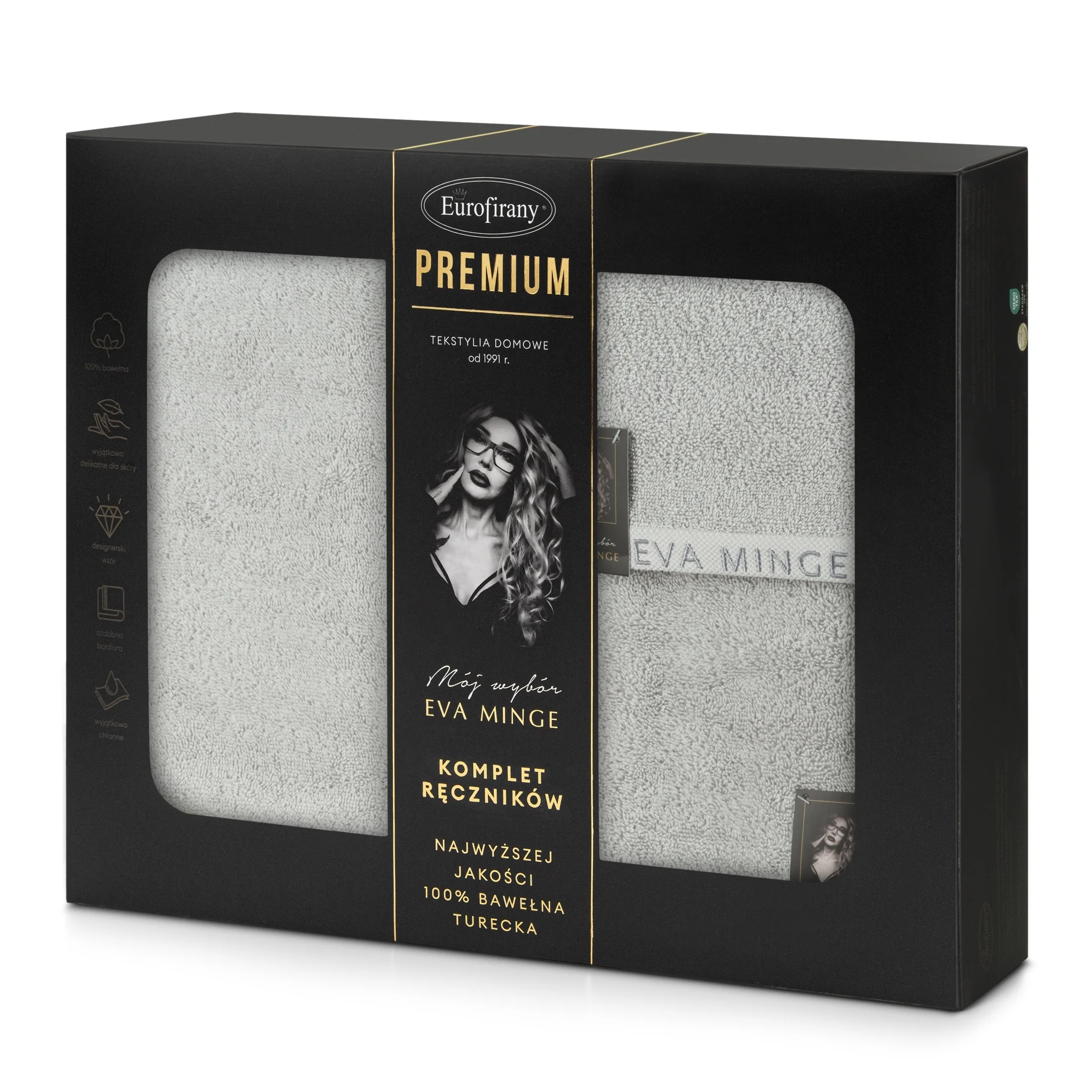 Zestaw ręczników bawełnianych na prezent 3 szt kolor srebrny 550 g/m2 VENUS Eva Minge