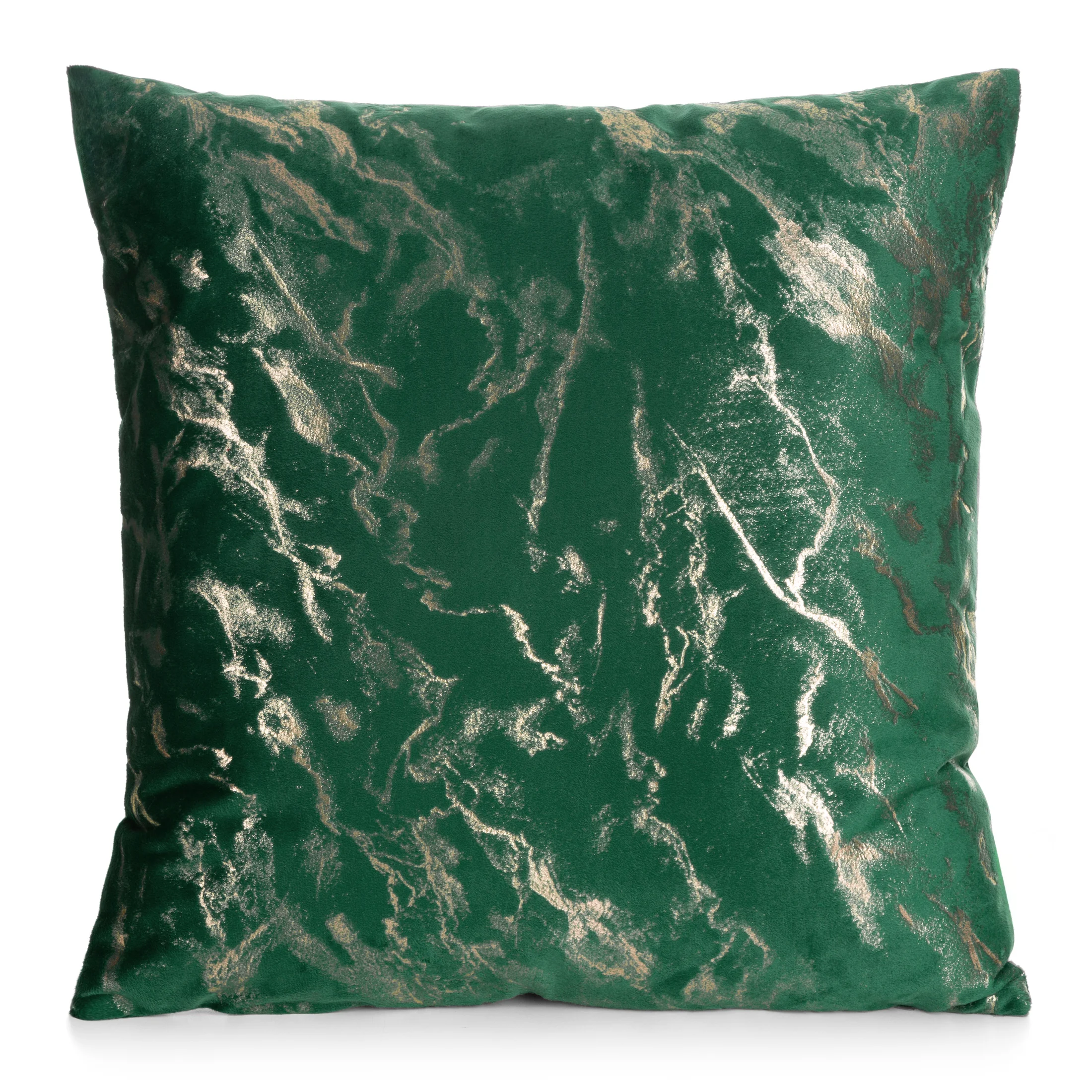 Poszewka na poduszkę 45x45 cm welwetowa ciemnozielona zdobiona lśniącym marmurkowym wzorem DORIS DESIGN 91 | eurofirany