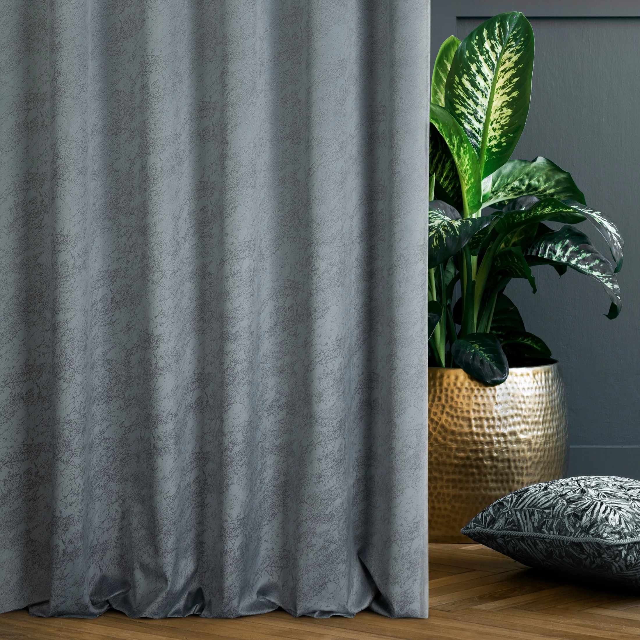 Tkanina zasłonowa, miękka, welwetowa z marmurowym wzorem