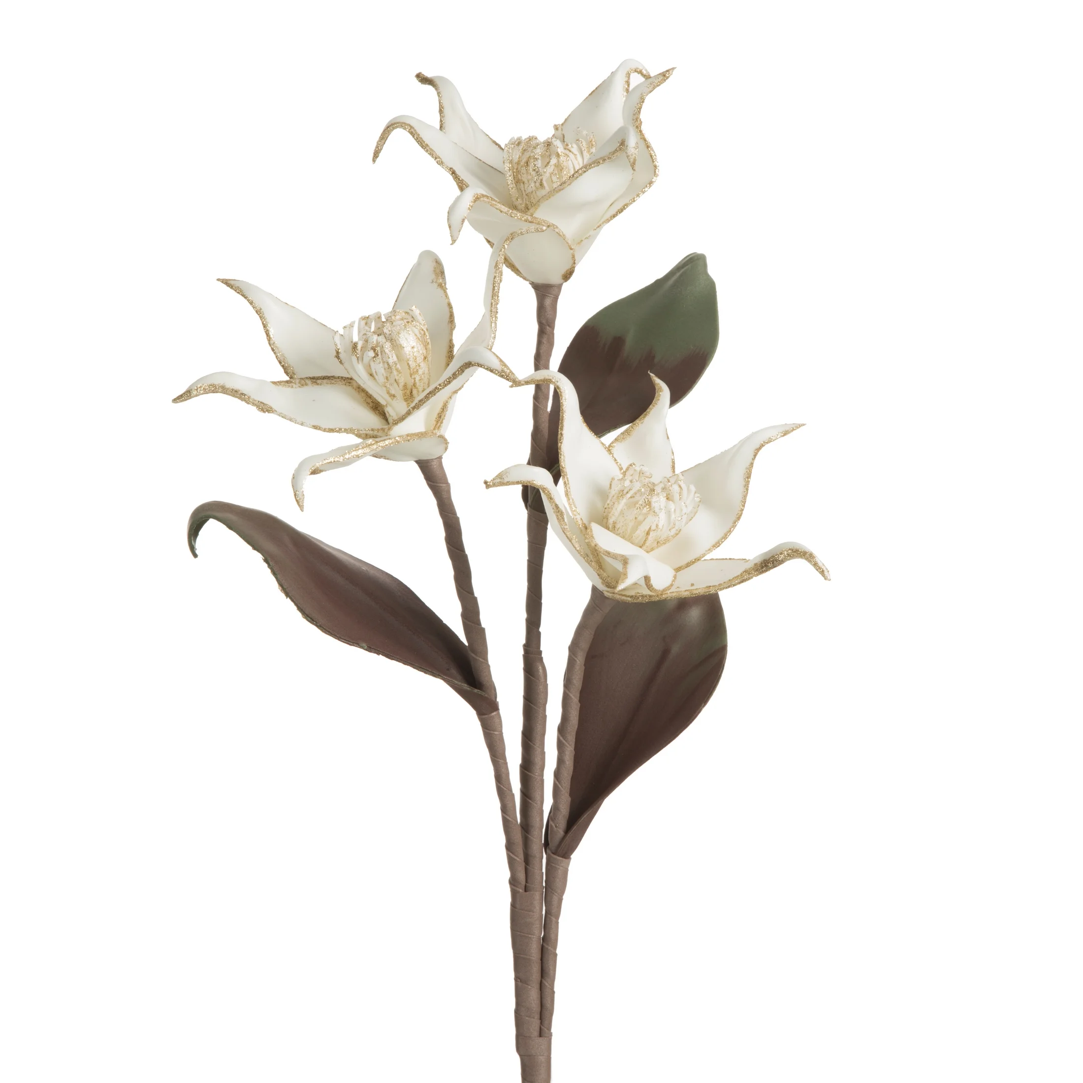Kwiat sztuczny biało, złoty z plastycznej pianki foamiran 71 cm