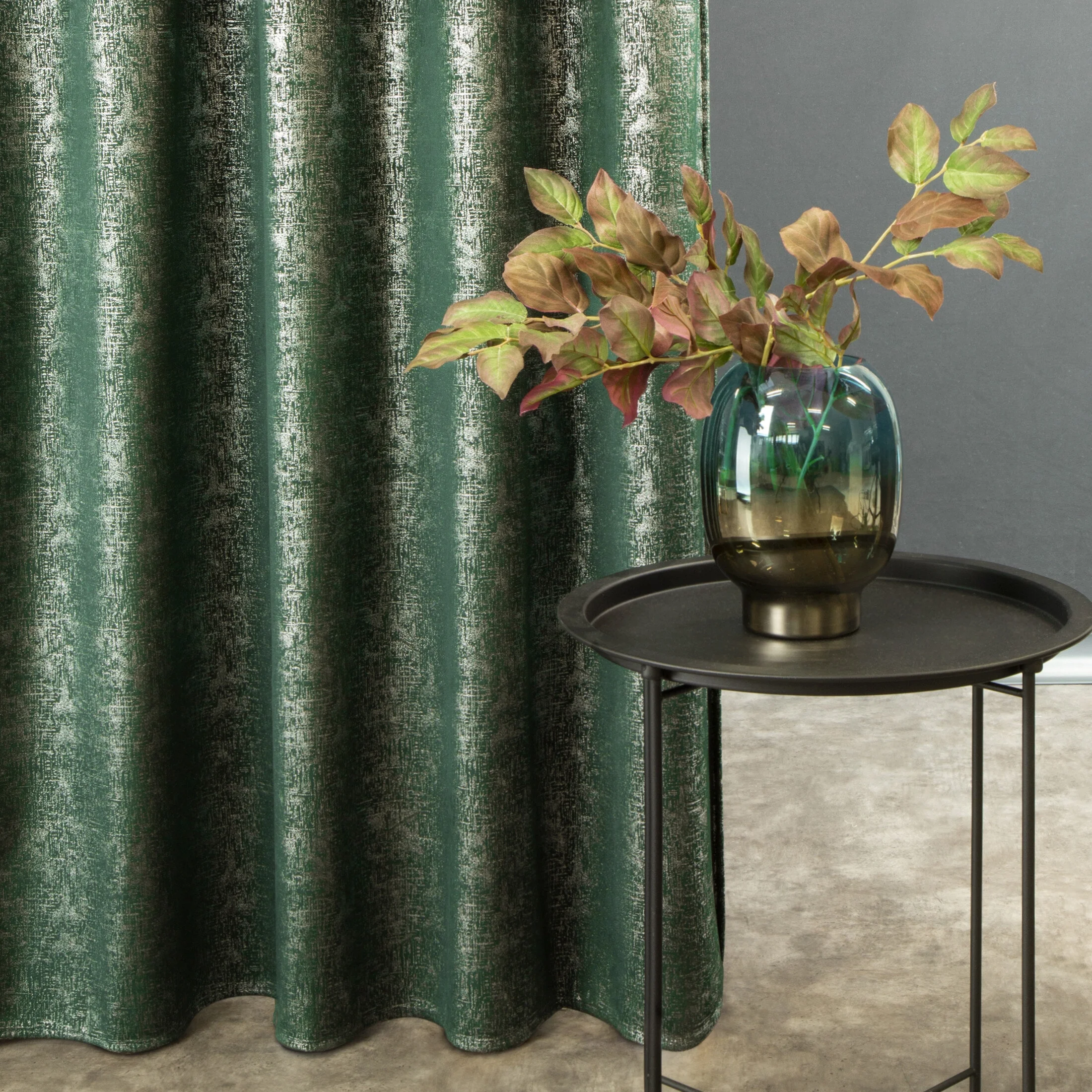 Zasłona welwetowa, zielono srebrna 140x270 cm taśma- CYPR - Design 91 | eurofirany