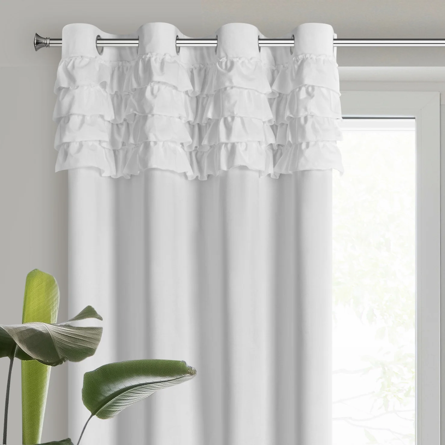 Zasłona welwetowa ERIN zdobiona falbanami 140x250 cm przelotka - ERIN | eurofirany