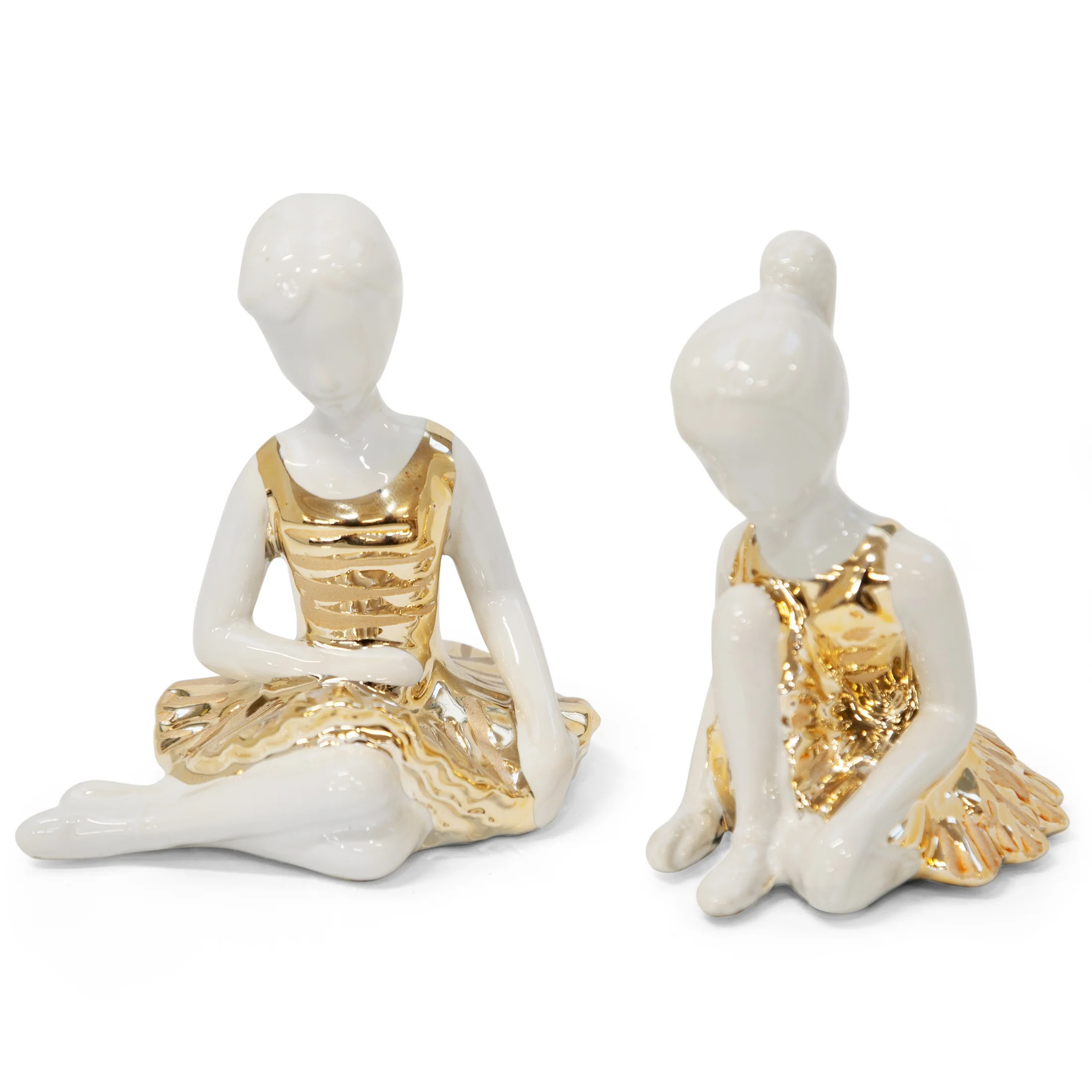 Baletnica - figurka ceramiczna biało-złota