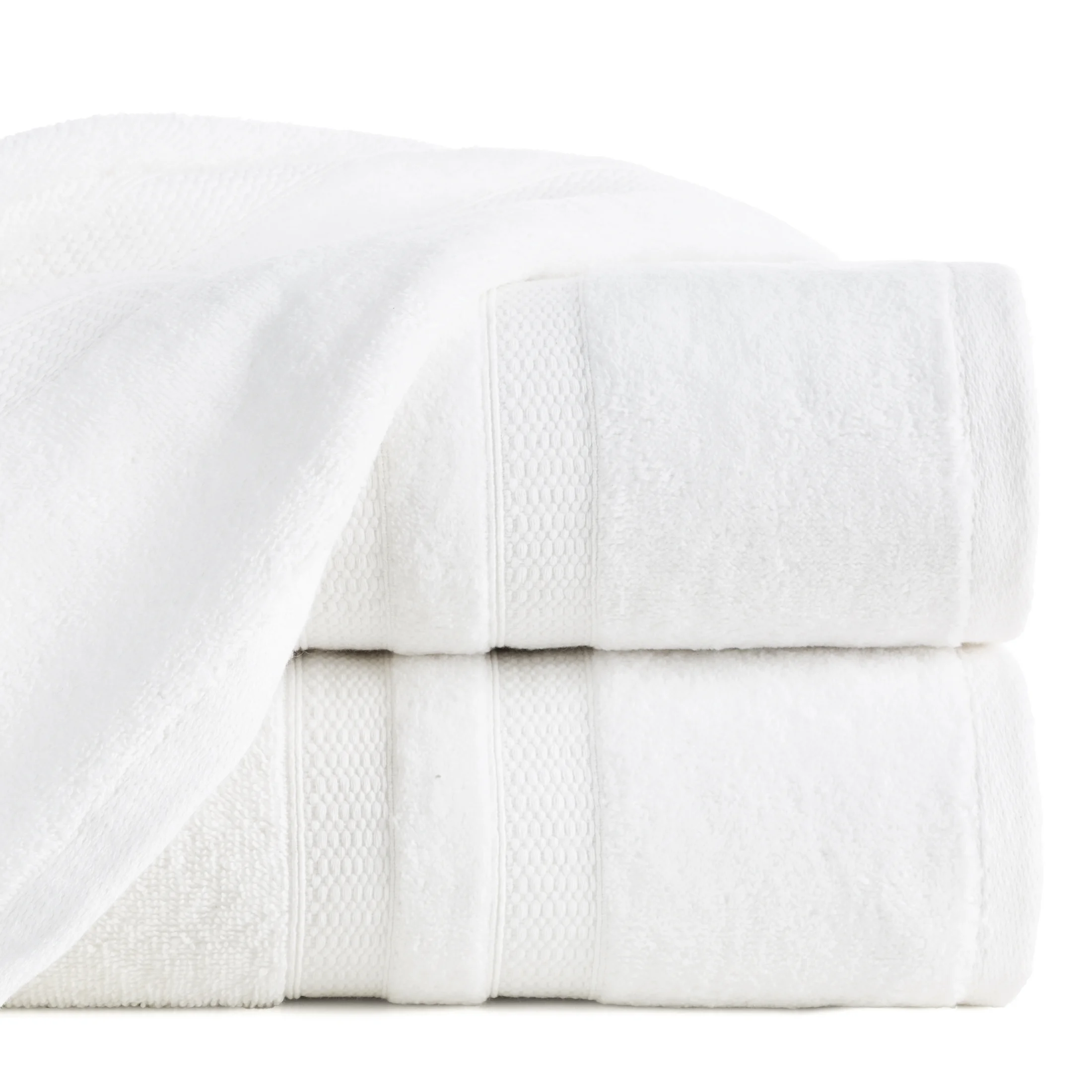 Ręcznik do rąk 30x50 cm bawełniany kolor biały z welwetową bordiurą w pasy 500 g/m2 PORTO