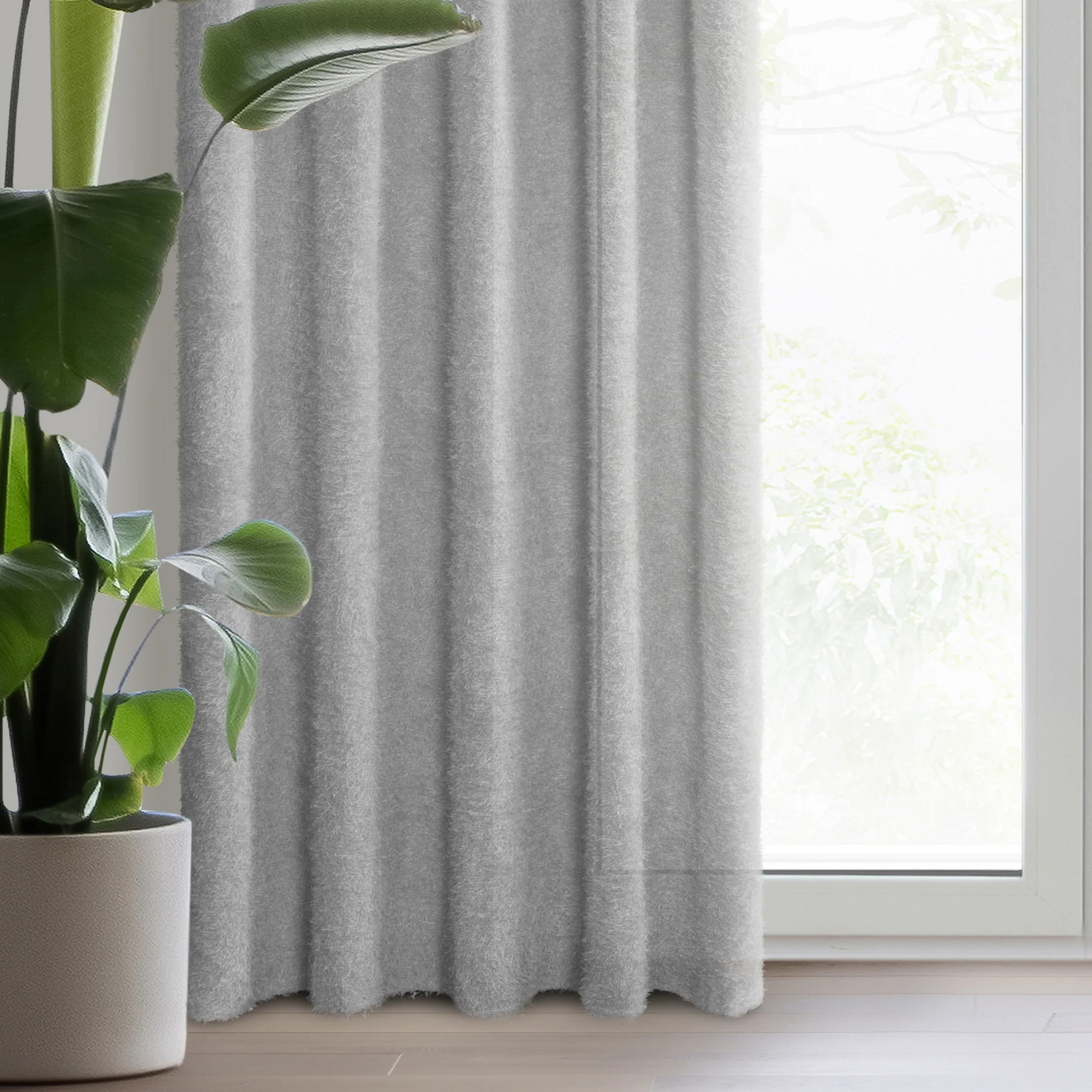 Zasłona srebrna z moherowej tkaniny 140x270 cm taśma - AGIS | eurofirany