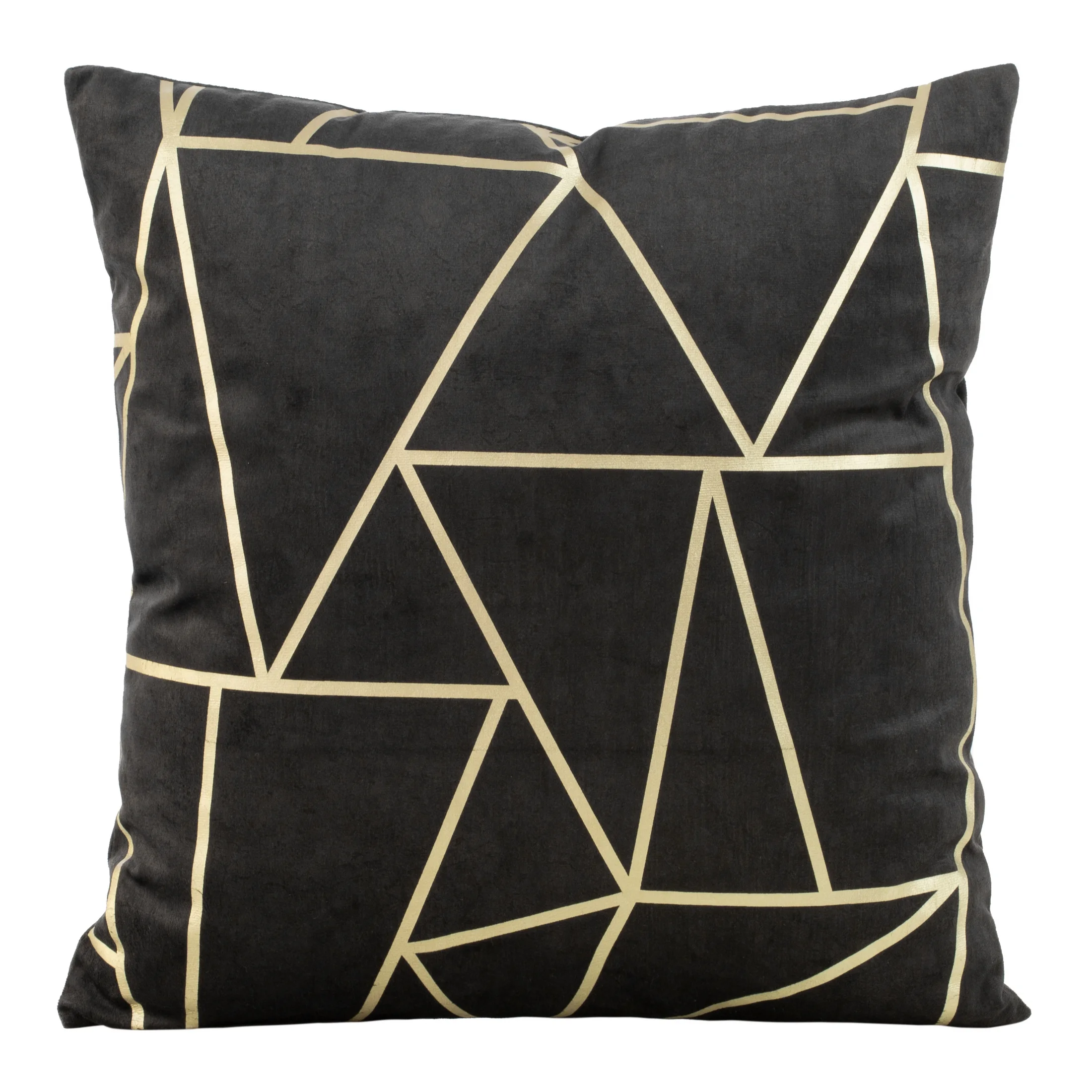 Poszewka na poduszkę 45x45 cm welwetowa czarna z nadrukiem geometrycznym BLINK 29 | eurofirany