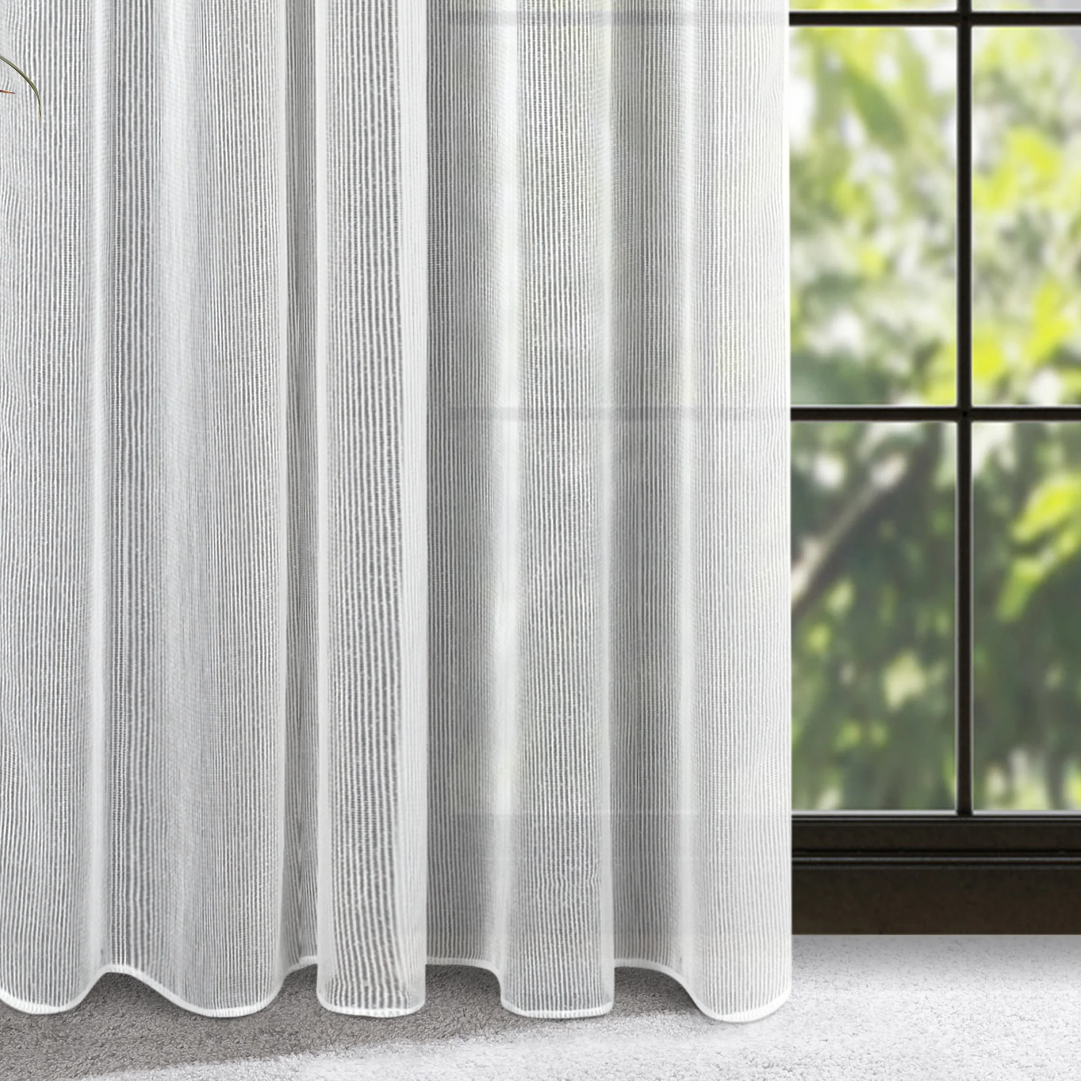 Firana biała z drobnej siatki z efektem bukli 140x300 cm taśma KIM | eurofirany