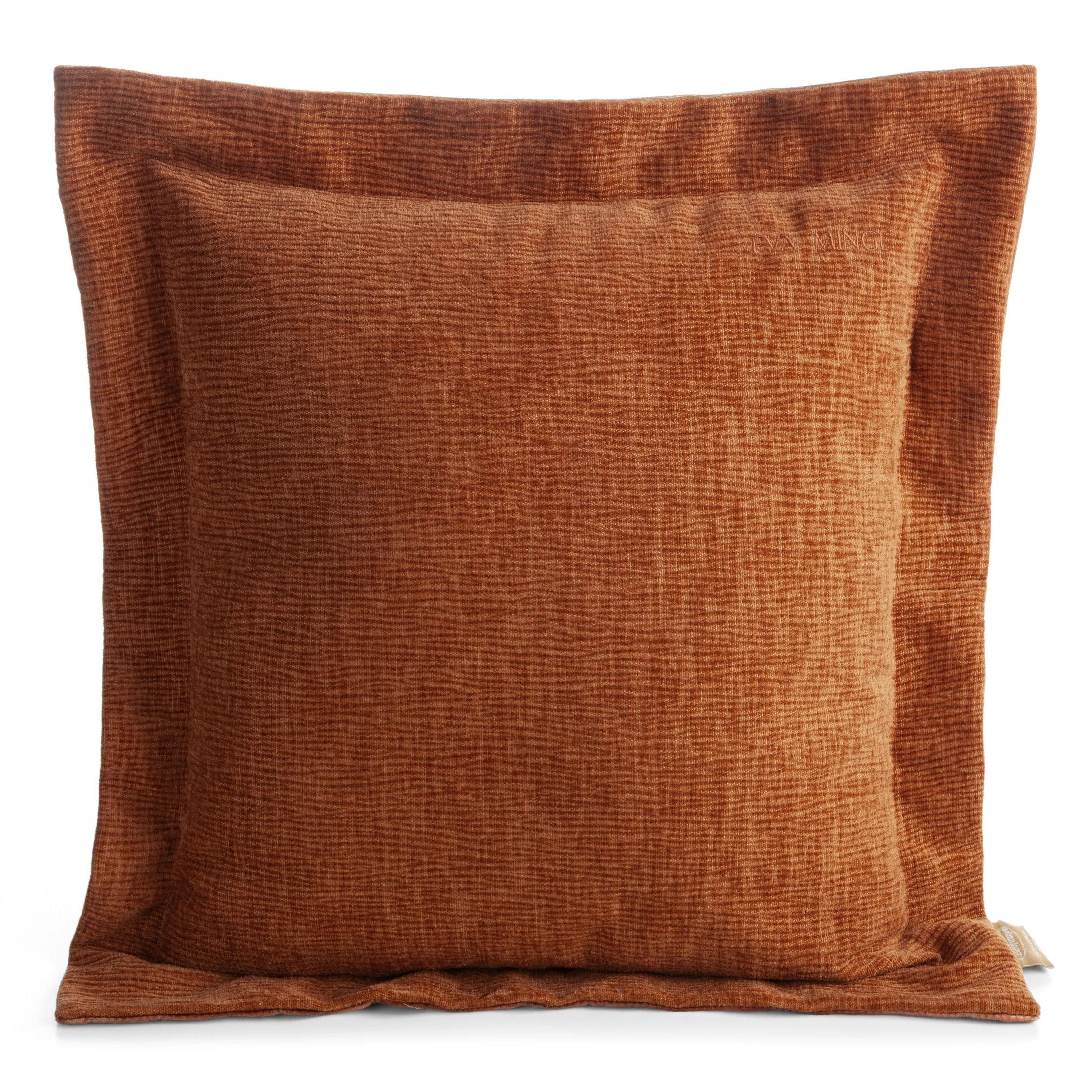 Poszewka na poduszkę 55x55 cm z szenilowej tkaniny ceglasta o widocznym ozdobnym splocie Eva Minge Elegante | eurofirany