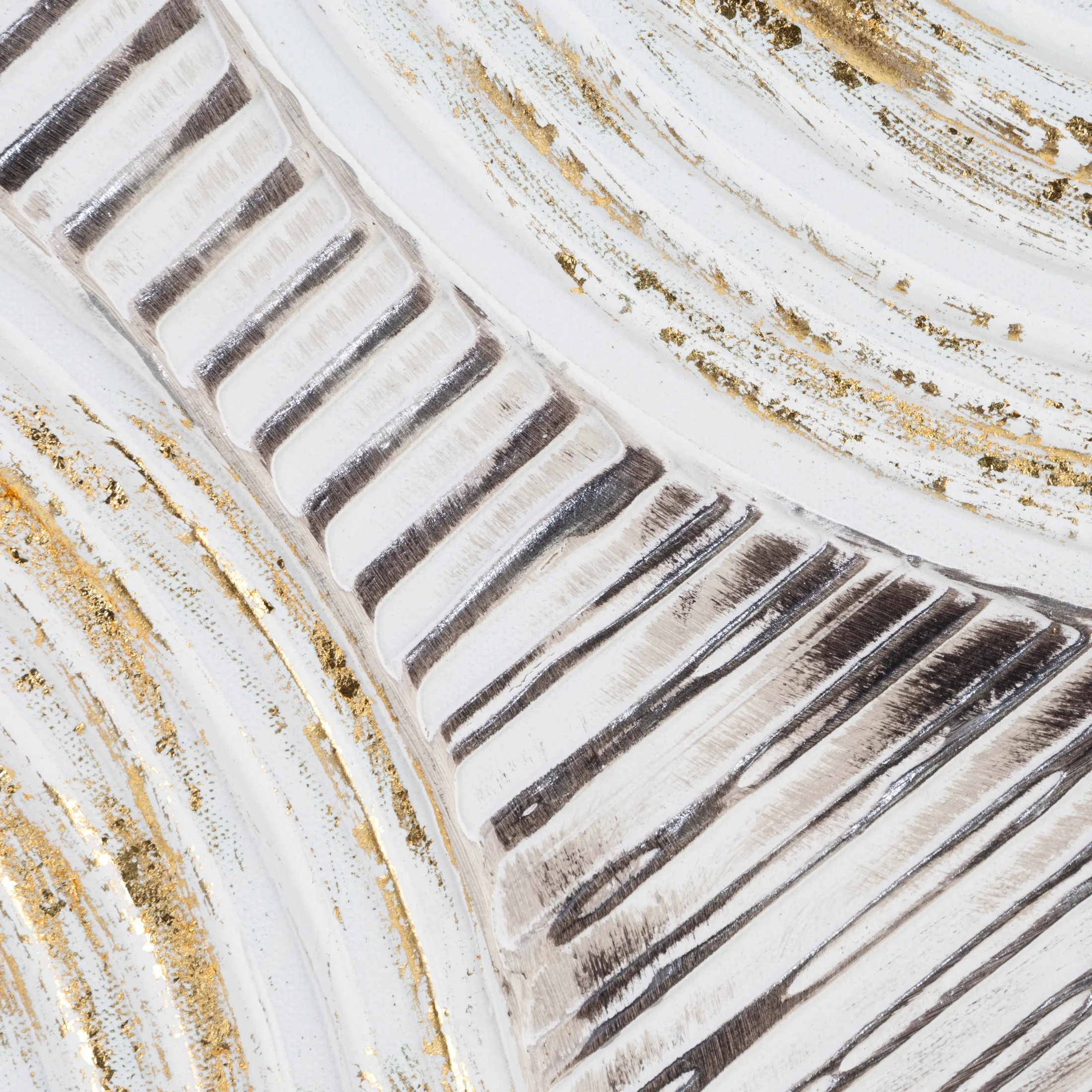 Obraz abstrakcja biało, złoty ręcznie malowany obraz na płótnie w stylu boho 60x60 cm