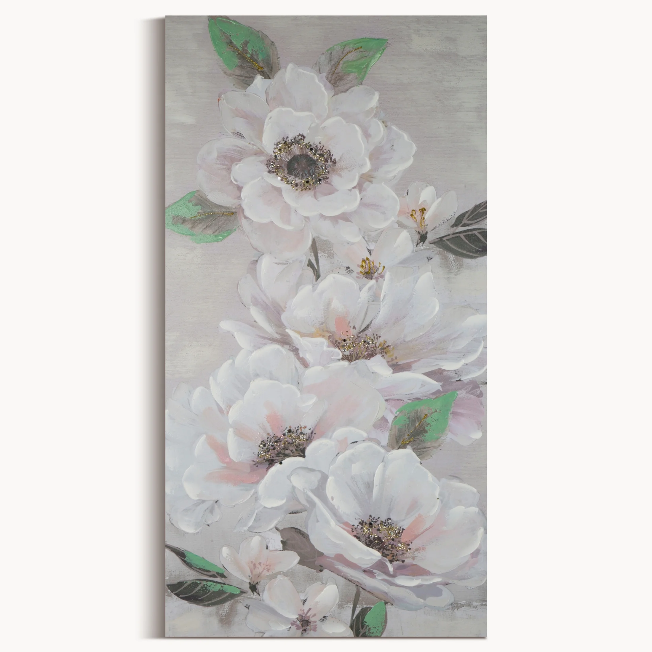 Obraz FLOWERY ręcznie malowany na płótnie kwiat podkreślony lśniącymi akcentami | eurofirany