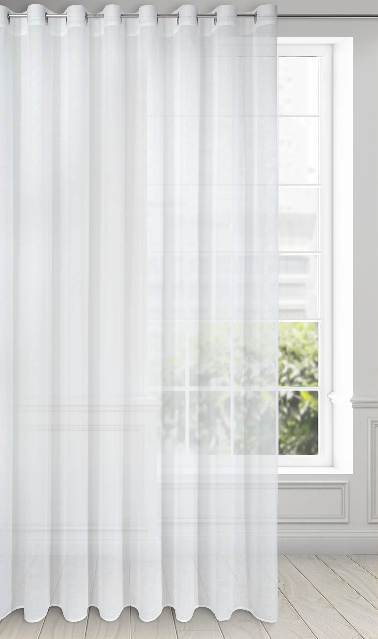 Firana biała z etaminy z lekkim połyskiem 400x250 cm przelotka VIOLA