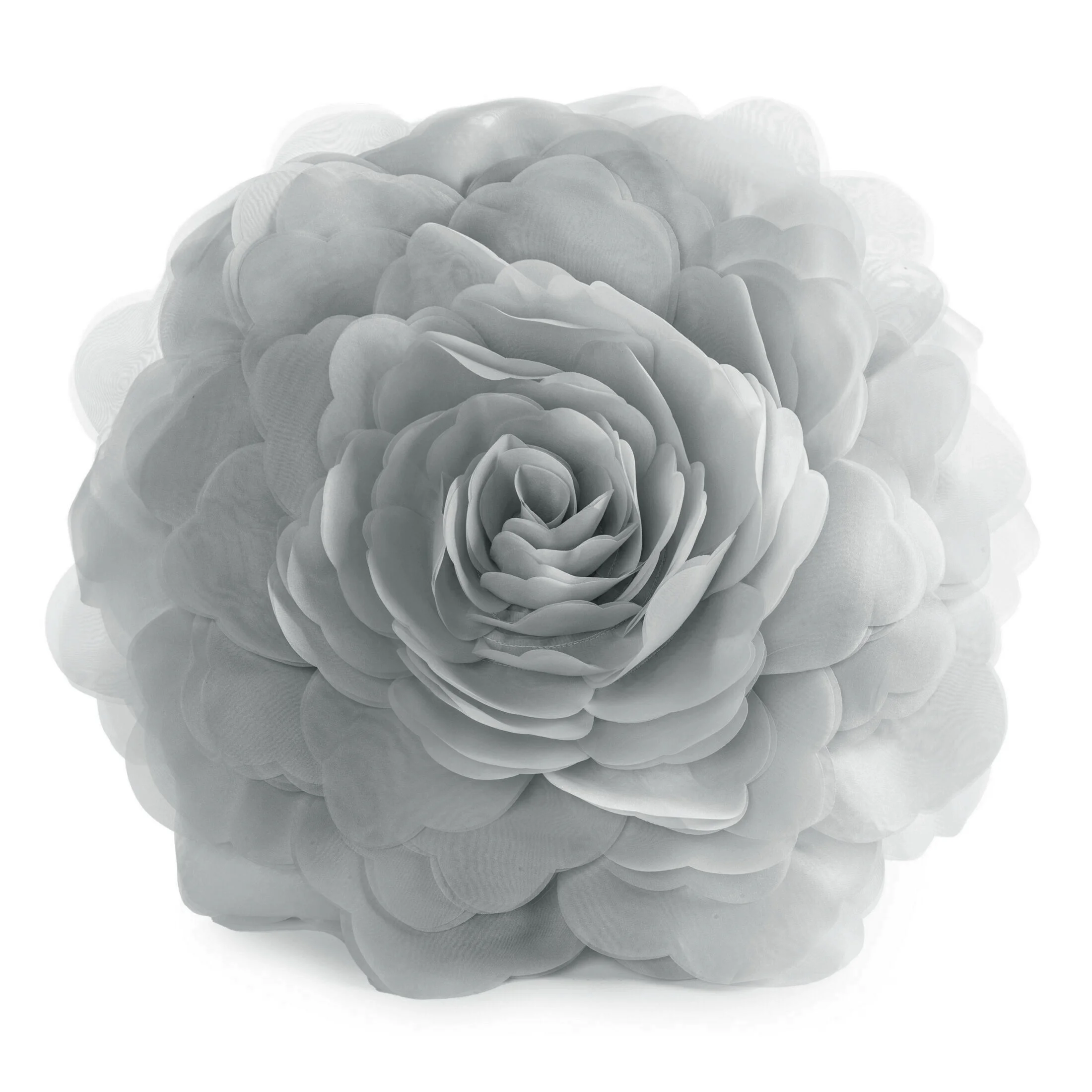 Okrągła poszewka o średnicy 40 cm srebrna z ozdobnym kwiatem 3D FLORES 6