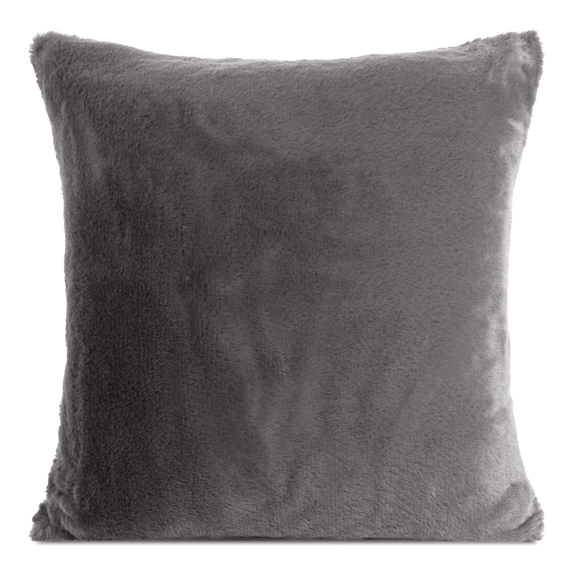 Poszewka na poduszkę 45x45 cm stalowa z miękkiej futrzanej tkaniny NINA | eurofirany