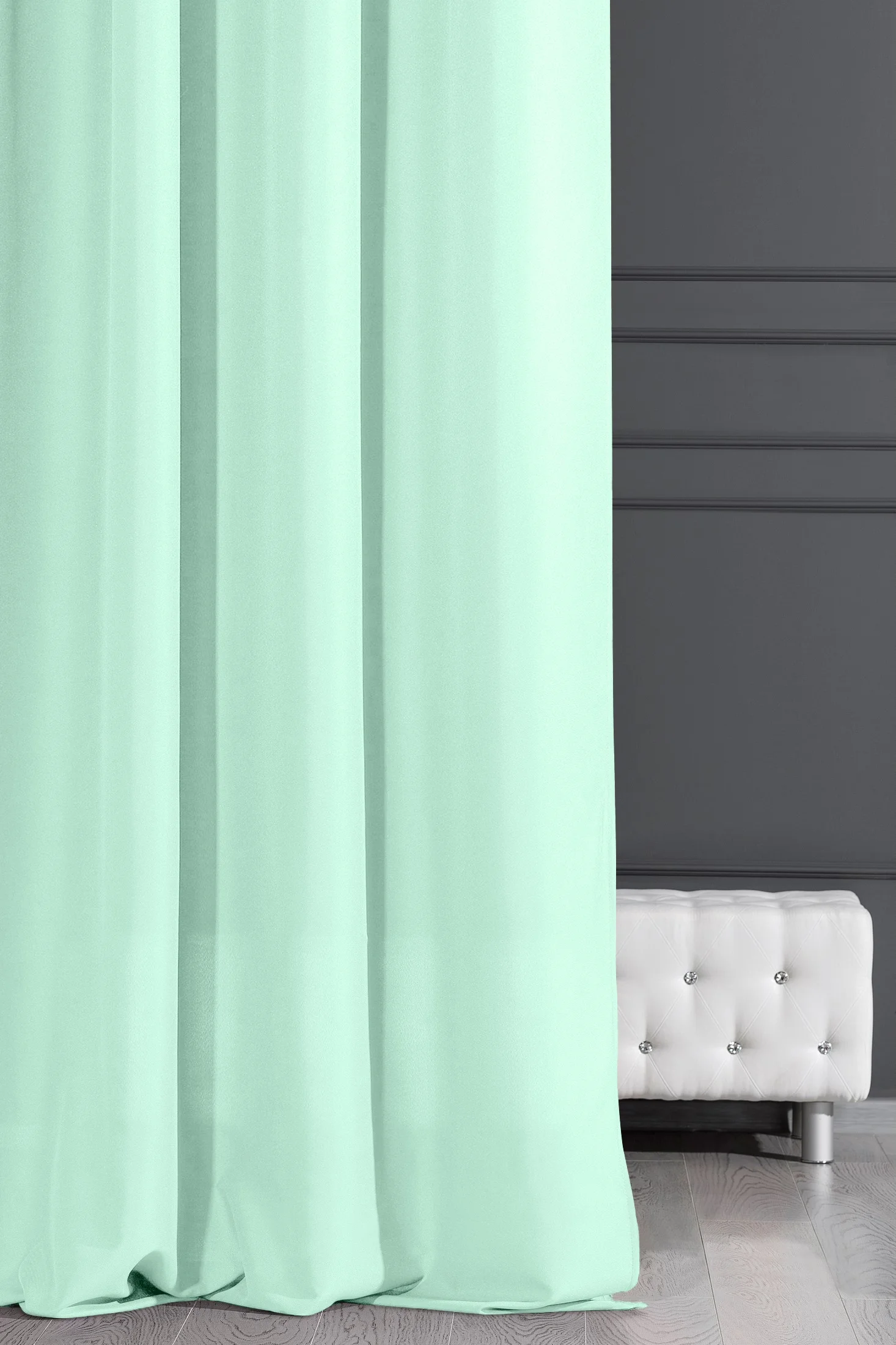 Zasłona jasnomiętowa gładka, matowa 140x250 cm przelotka - ADORE - Design 91