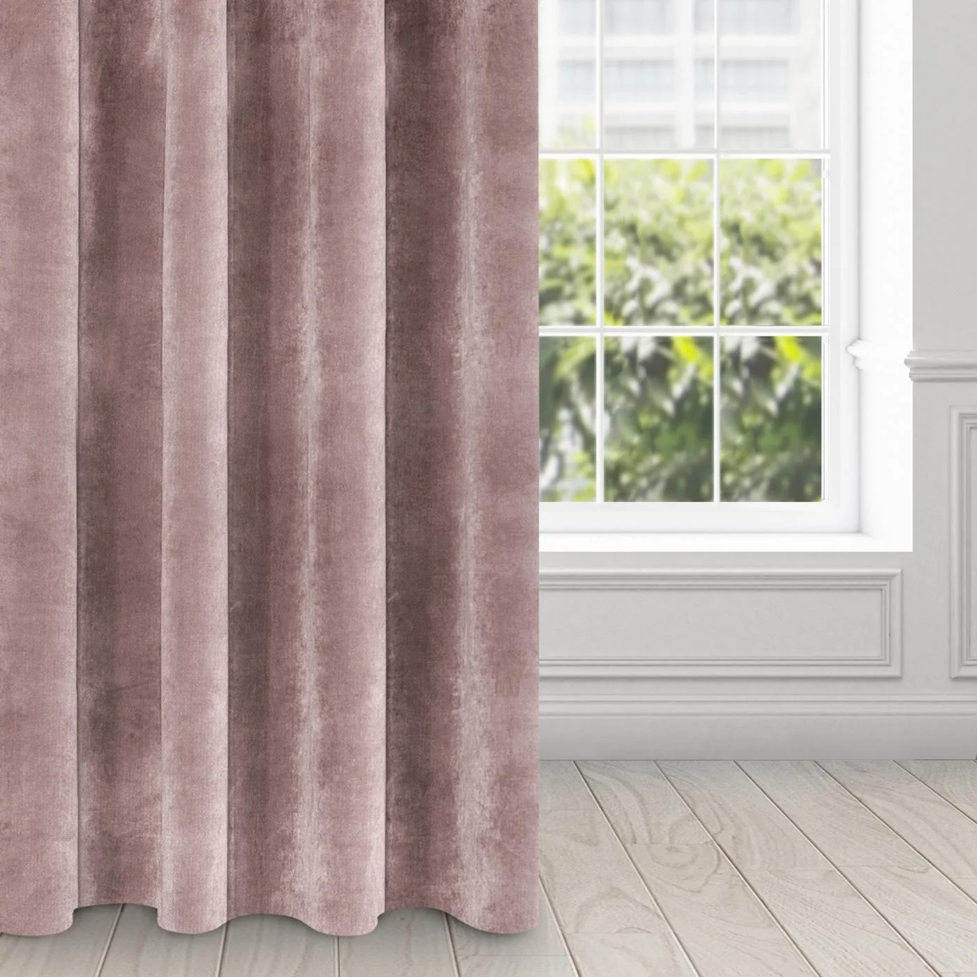 Zasłona pudrowo różowa z ekskluzywnego aksamitnego welwetu 290 g/m2 140x250 cm 10 szt. przelotek - VILLA | eurofirany