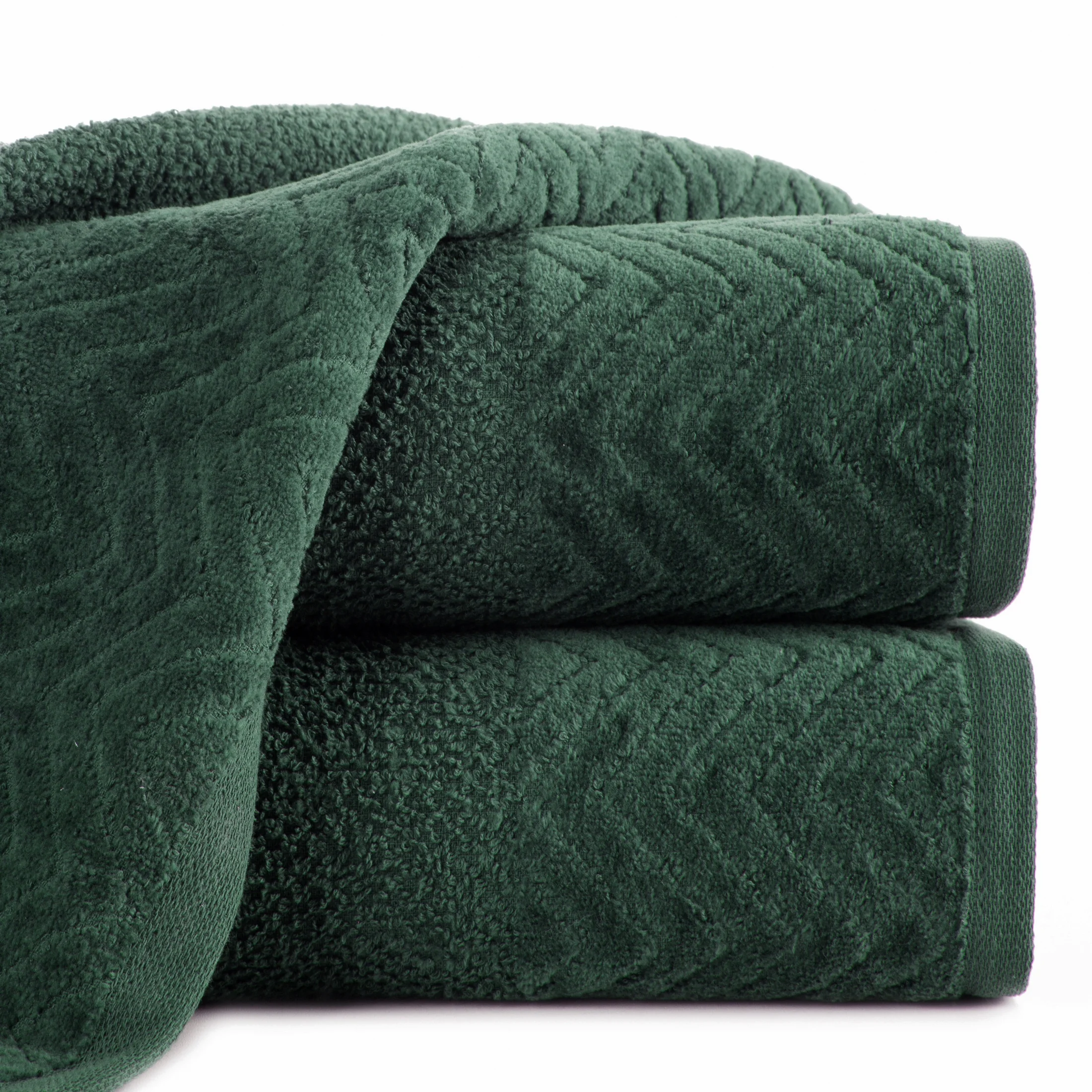 Ręcznik do rąk 30x50 cm bawełniany kolor zielony o ryżowej strukturze z welwetową bordiurą 500 g/m2 LOREN