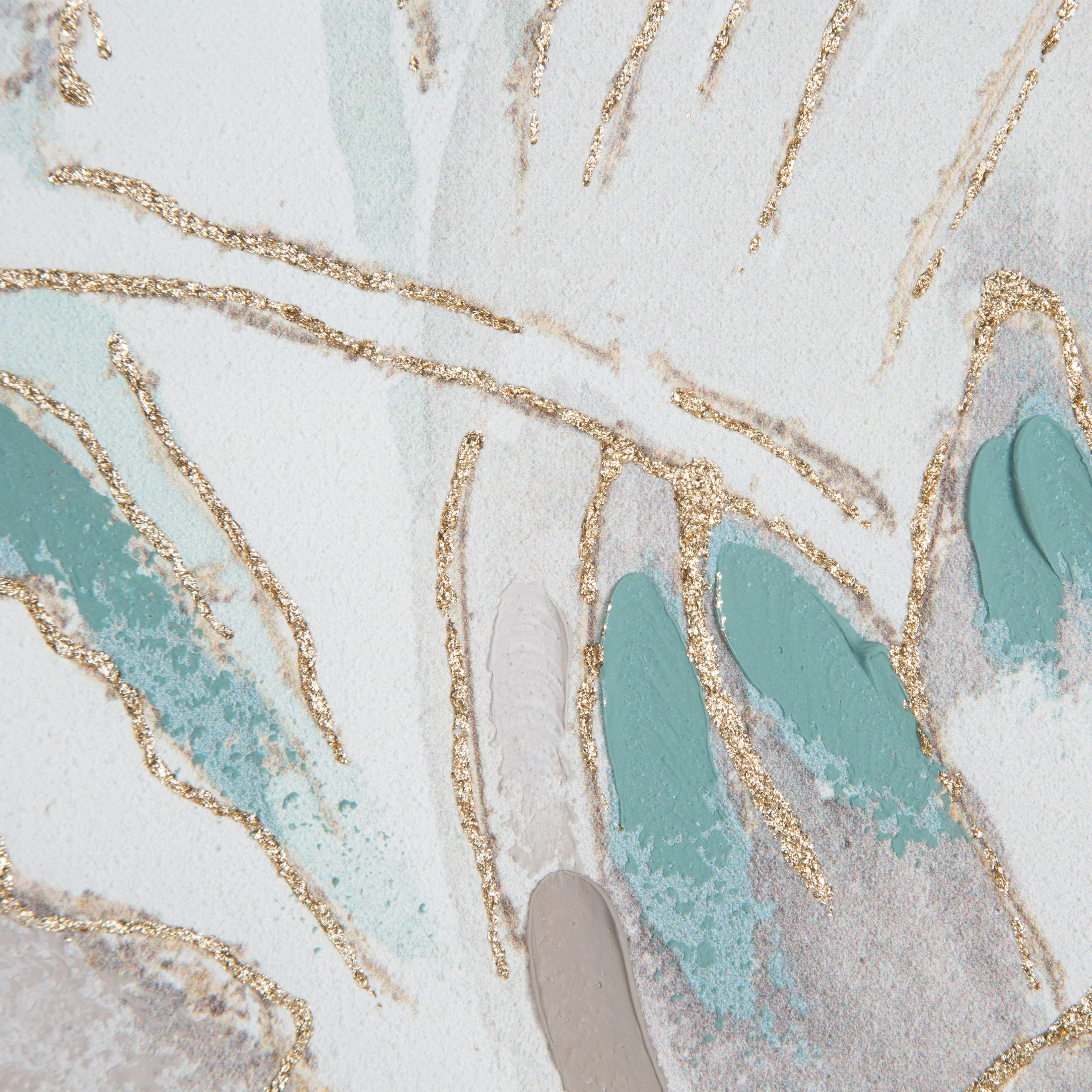 Obraz roślinny różowy ręcznie malowany na płótnie ze złotymi akcentami 60x60 cm