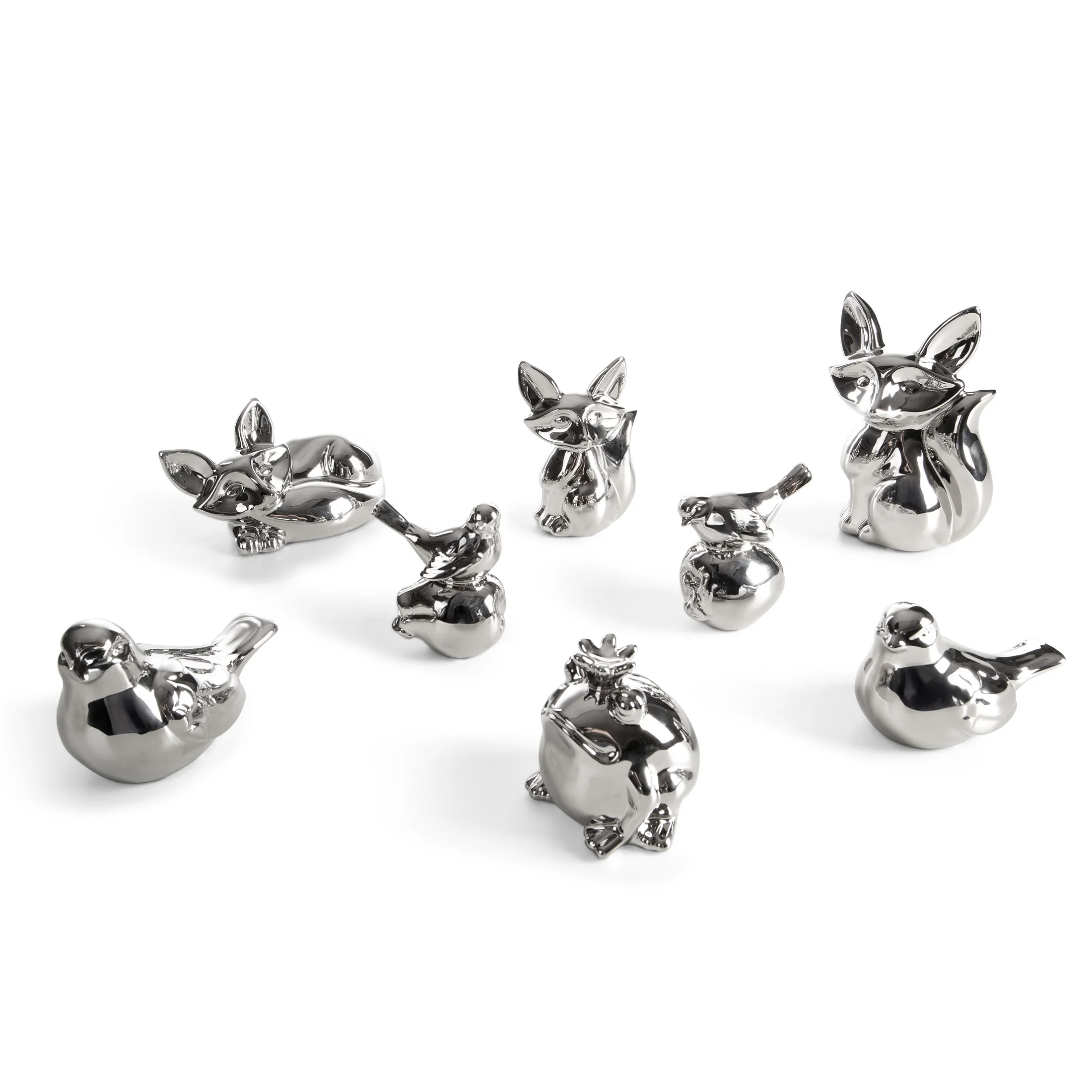 Figurka dekoracyjna żaba srebrna o wysokim połysku 10x9x10 cm FABIO