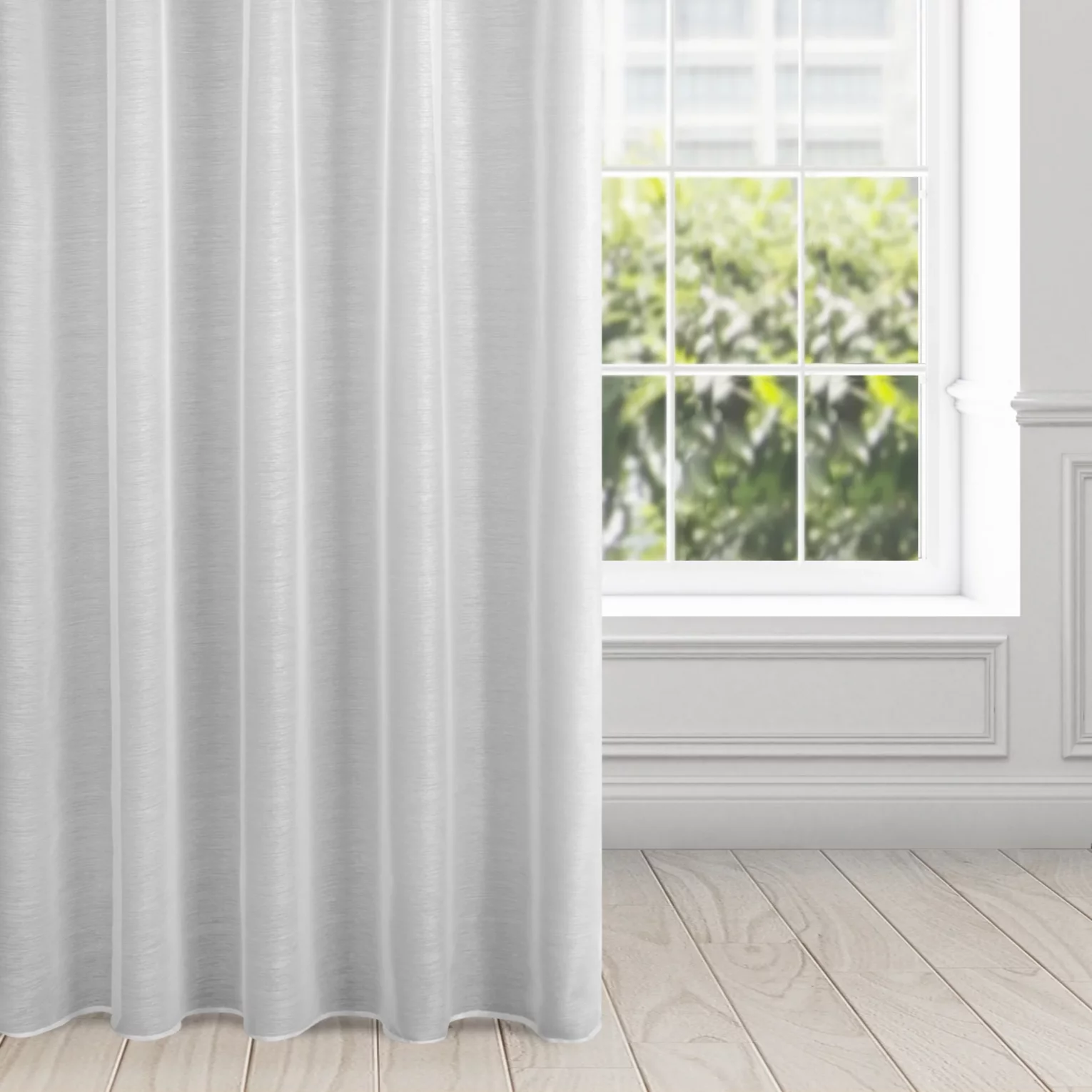 Firana biała z gładkiej etaminy z drobnym deszczykiem 140x300 cm taśma imitująca flex BELISSA