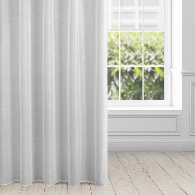 Firana biała z gładkiej etaminy z drobnym deszczykiem 140x300 cm taśma imitująca flex BELISSA