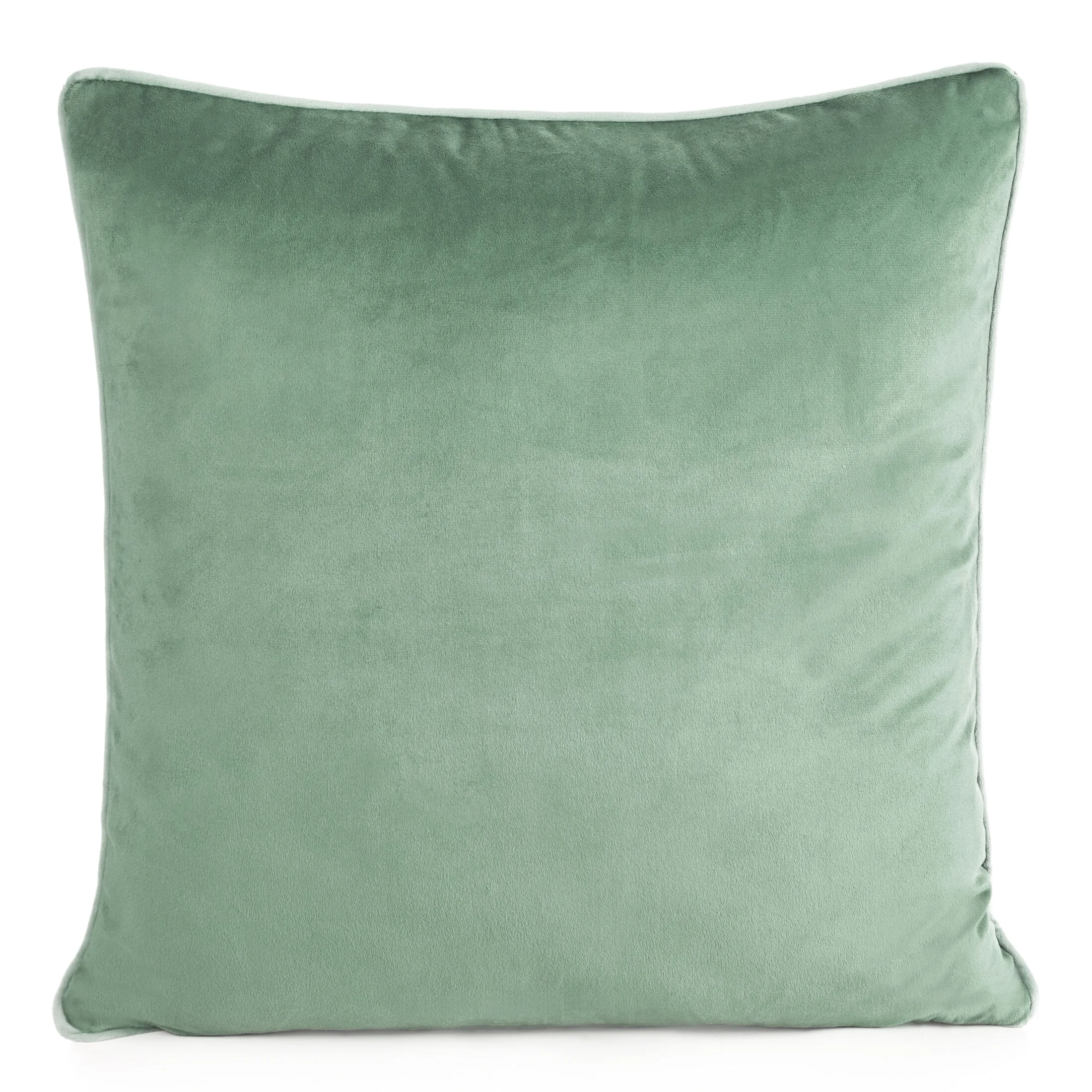 Poszewka na poduszkę 60x60 cm welwetowa kolor ciemnomiętowy o delikatnym połysku z ozdobną lamówką GAJA 2 | eurofirany