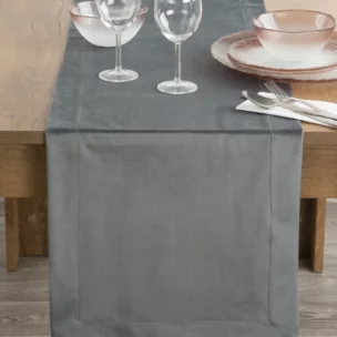 Bieżnik na stół stalowy 40x140 cm welwetowy MELINDA z ozdobną listwą