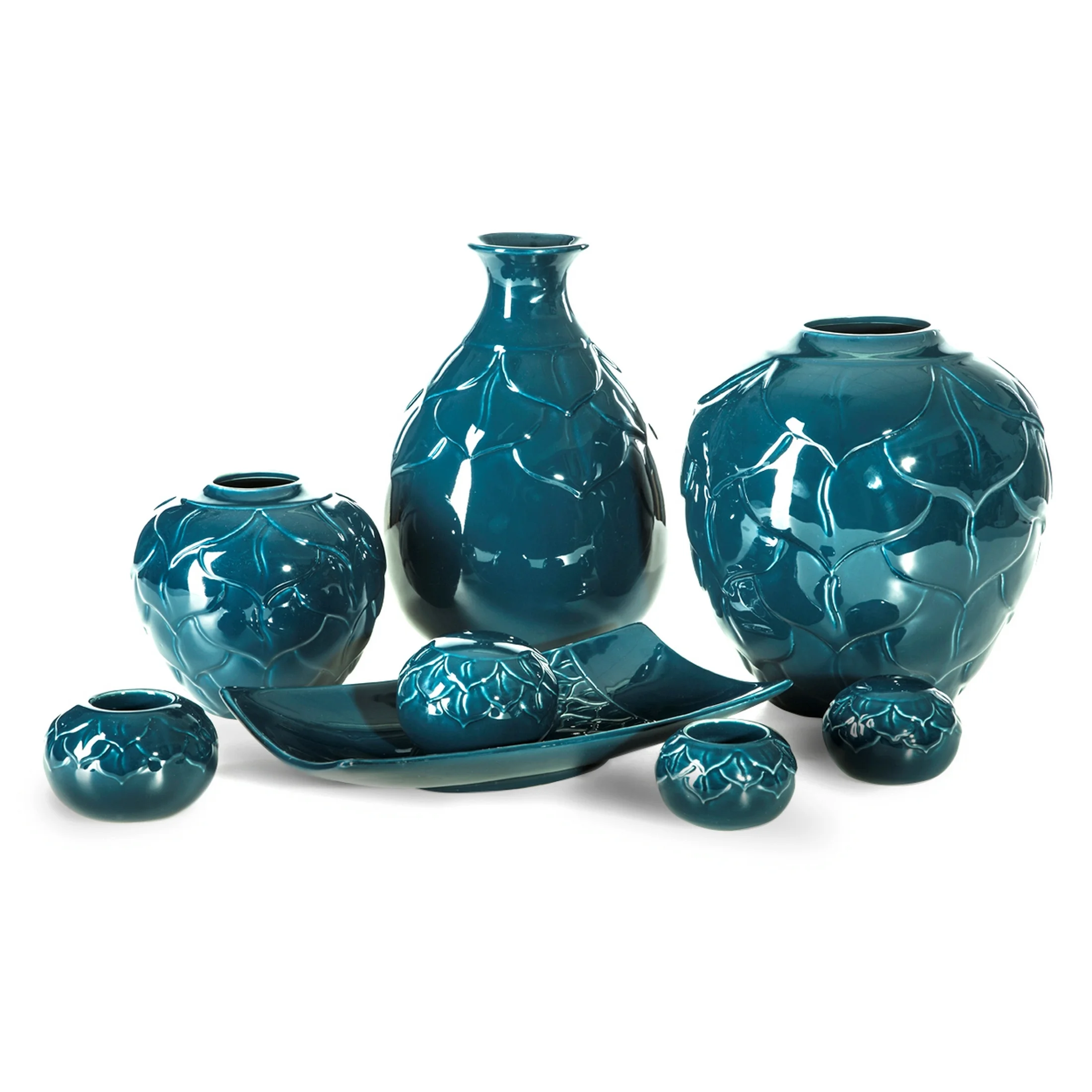 Wazon ceramiczny BILL ze zdobieniem w formie liści