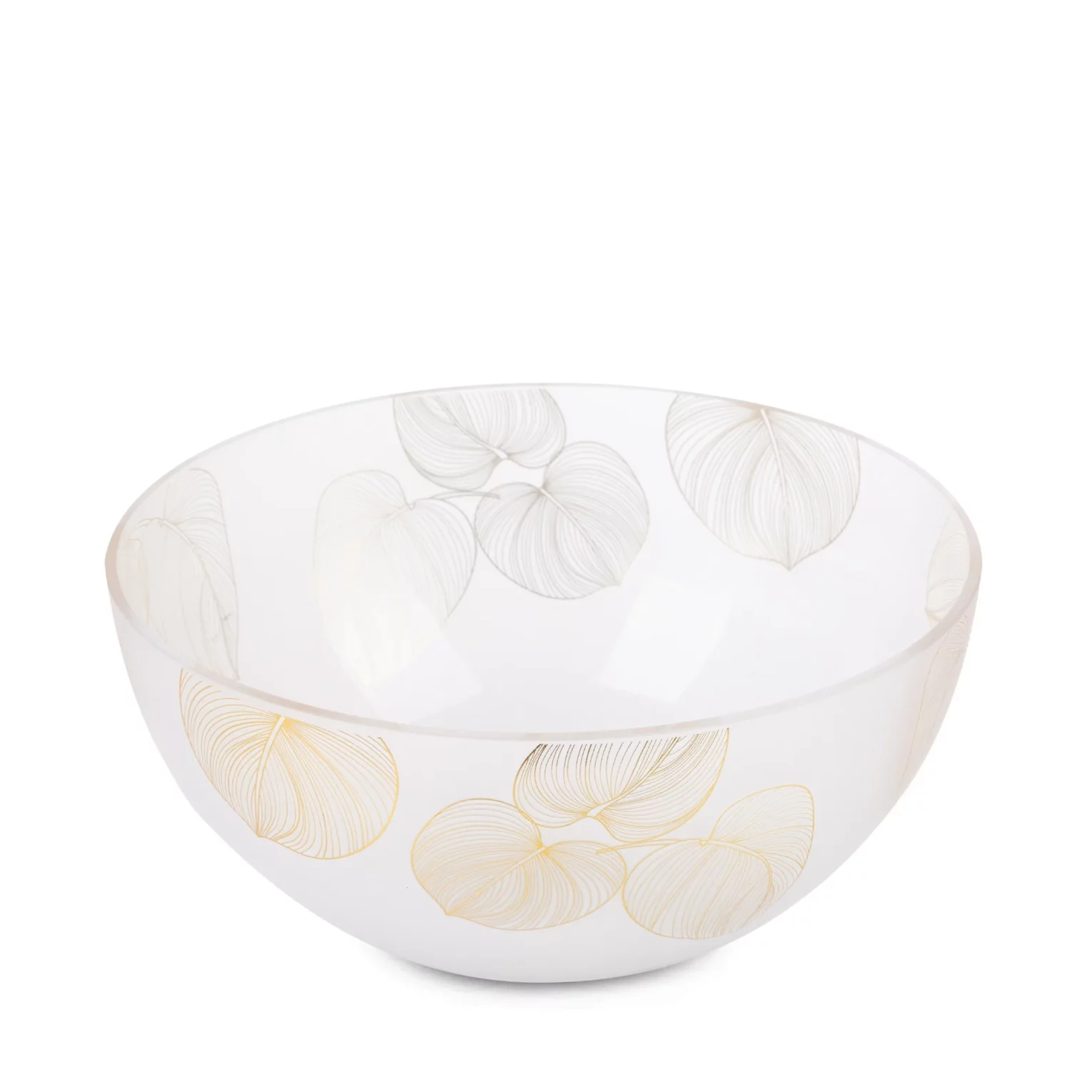 LIMITED COLLECTION Misa BLANCA biało-złota z motywem liści z malowanego szkła artystycznego MAGIA BIELI