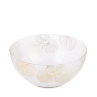 LIMITED COLLECTION Misa BLANCA biało-złota z motywem liści z malowanego szkła artystycznego MAGIA BIELI