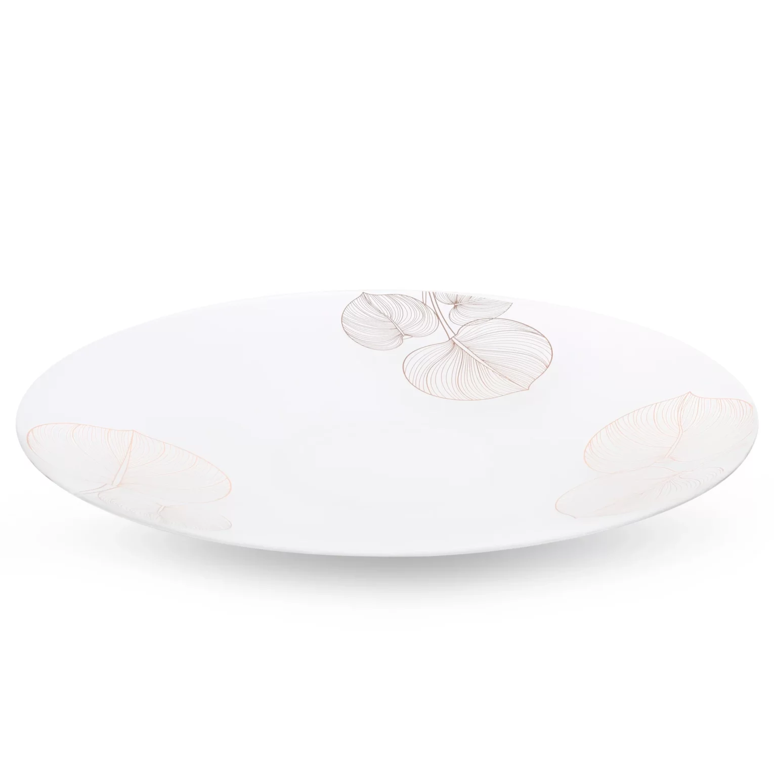 LIMITED COLLECTION Patera dekoracyjna BLANCA  biało-złota z motywem liści z malowanego szkła artystycznego