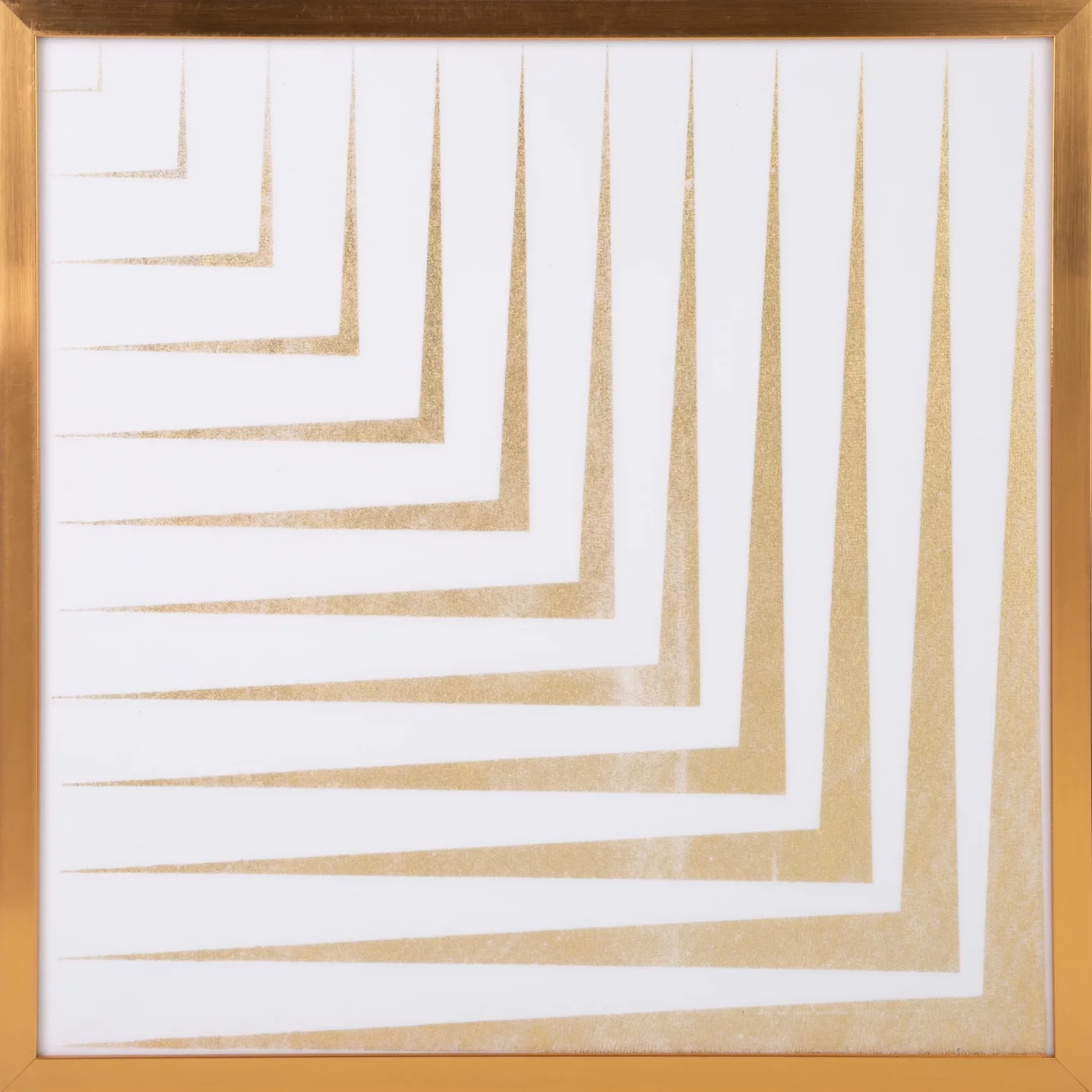 Obraz geometryczny biały ze złotym lśniącym nadrukiem w złotej ramie 53x53 cm BLANCA 3 LIMITED COLLECTION