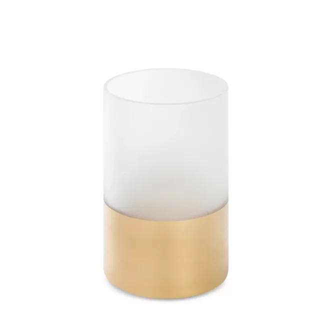 LIMITED COLLECTION Świecznik BLANCA biało-złoty ze szkła artystycznego MAGIA BIELI